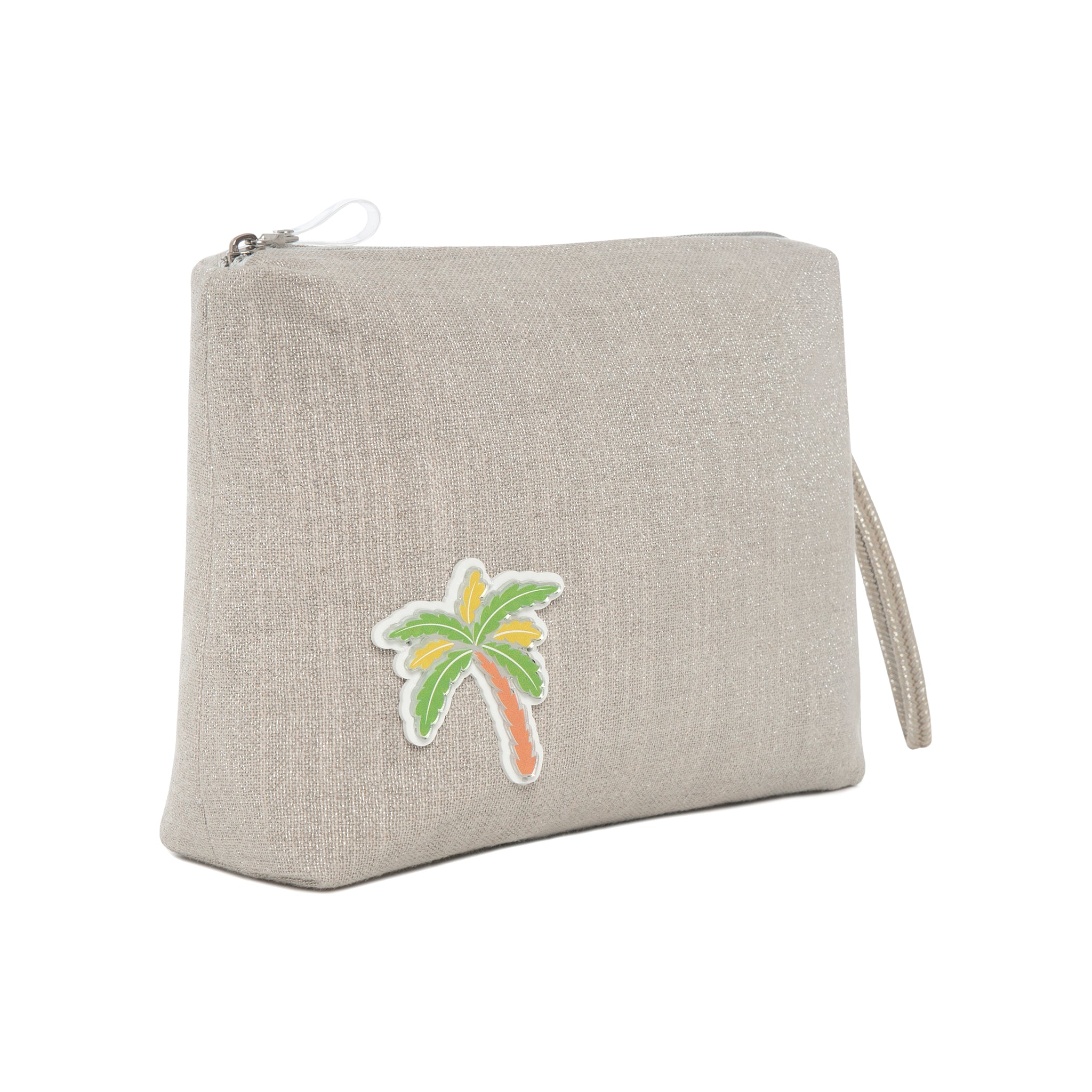 INES Pouch | Taupe Sparkle Palm Tree