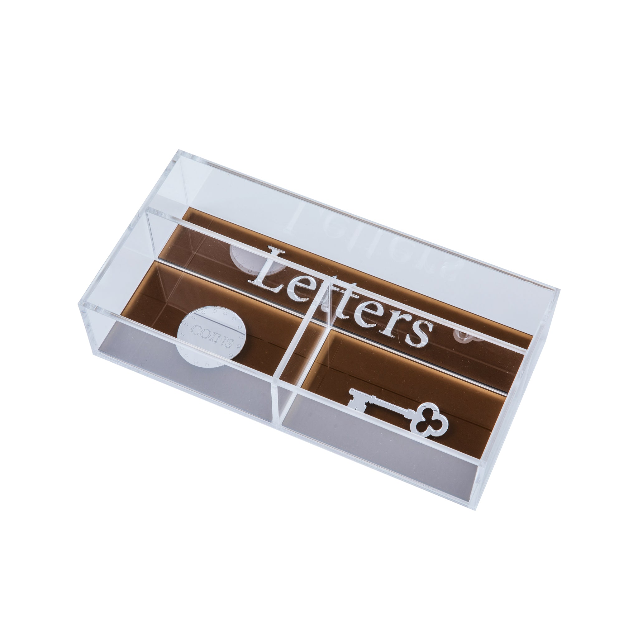 LIBI Tray | Brown Silver Letters & Keys