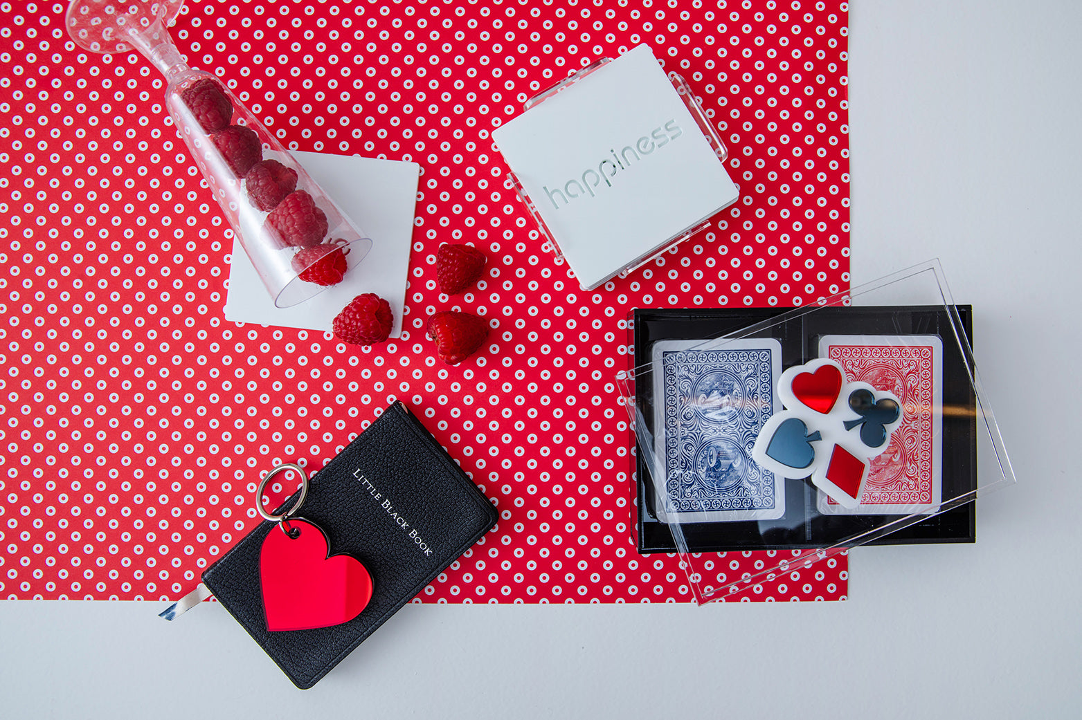 Key Ring |  Red Silver Heart