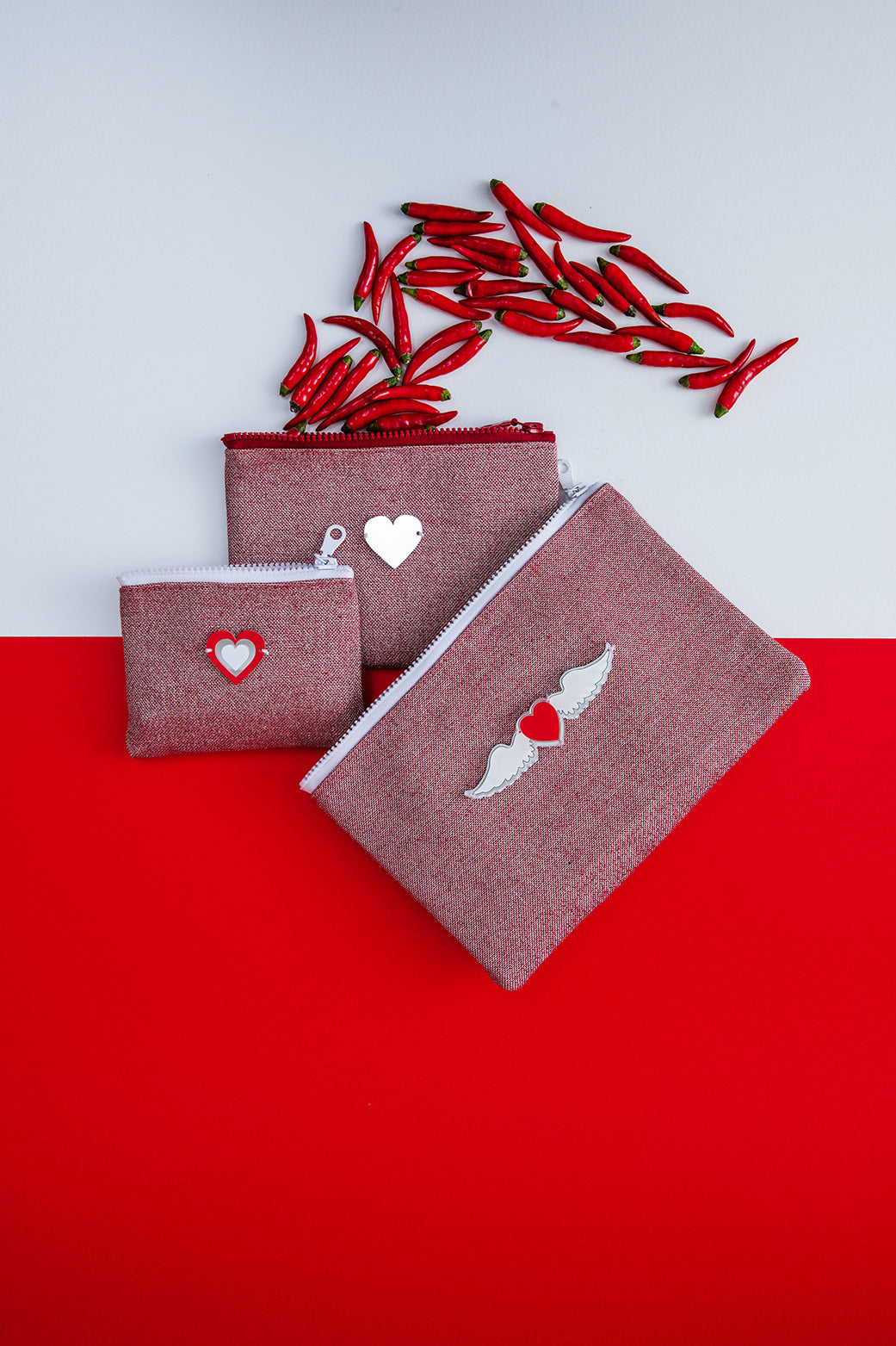 GALATIA Pouch | Red sparkle heart