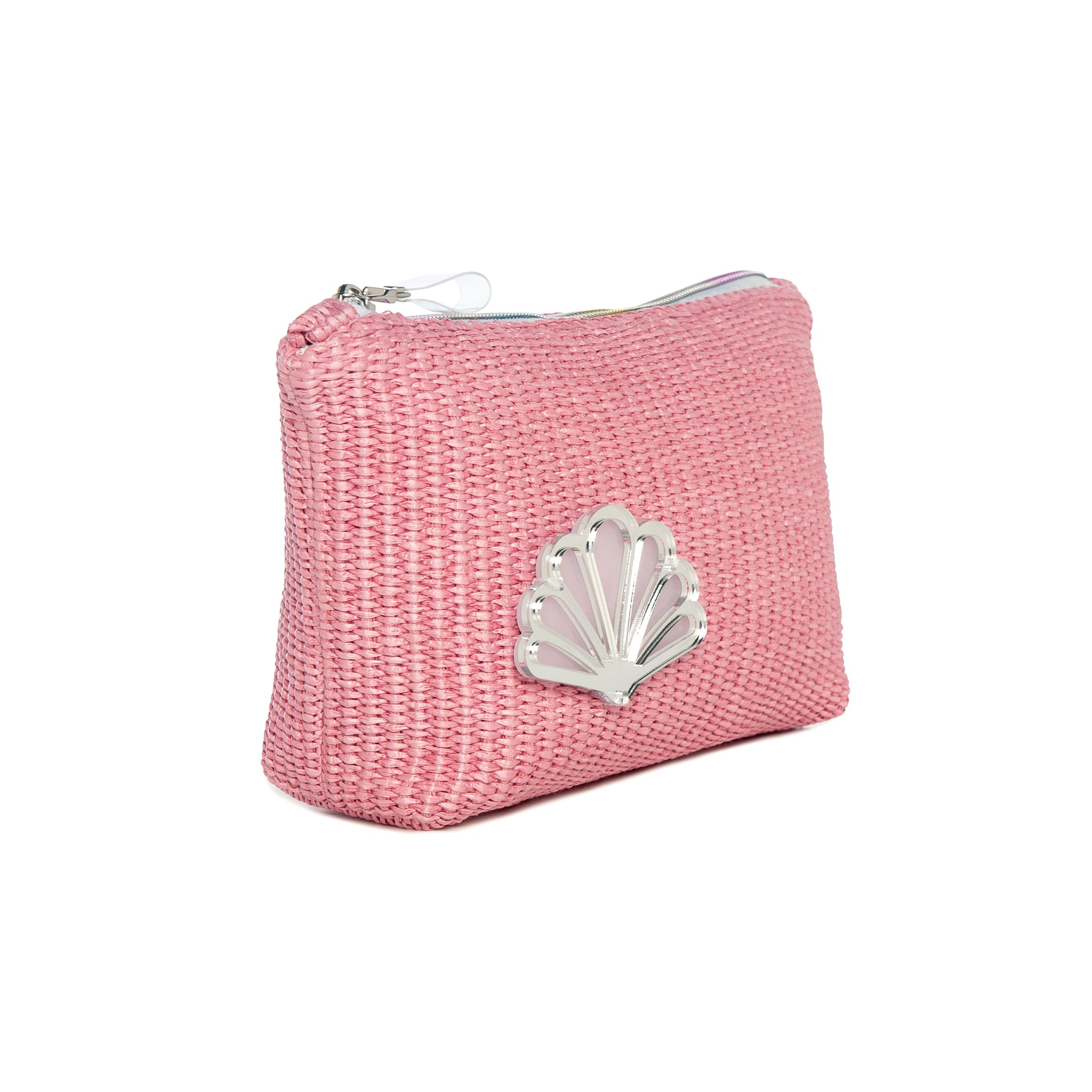 MARGO Pouch | Bubblegum Raffia Peacock