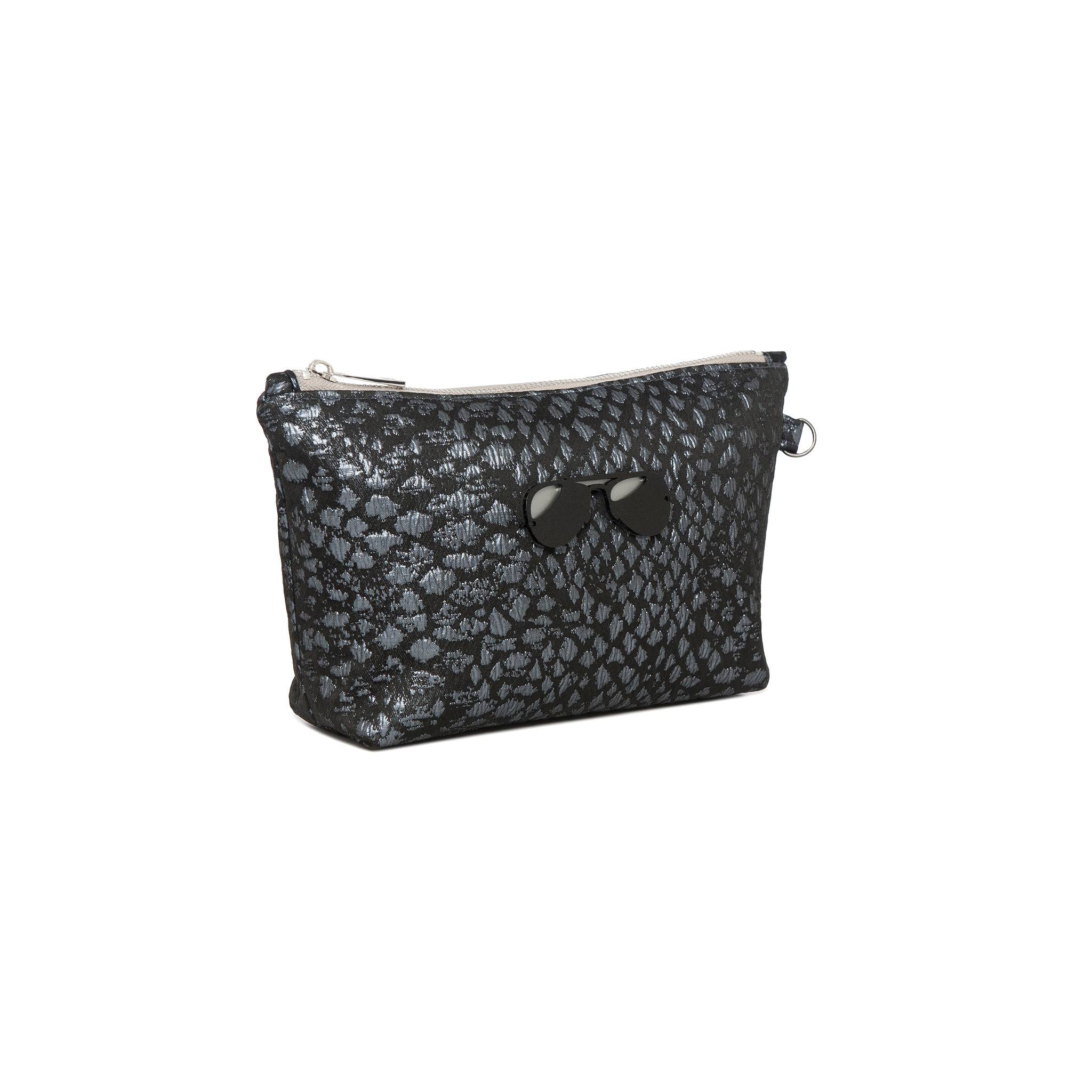 MARGO Pouch | Grey Metal Croc Glasses