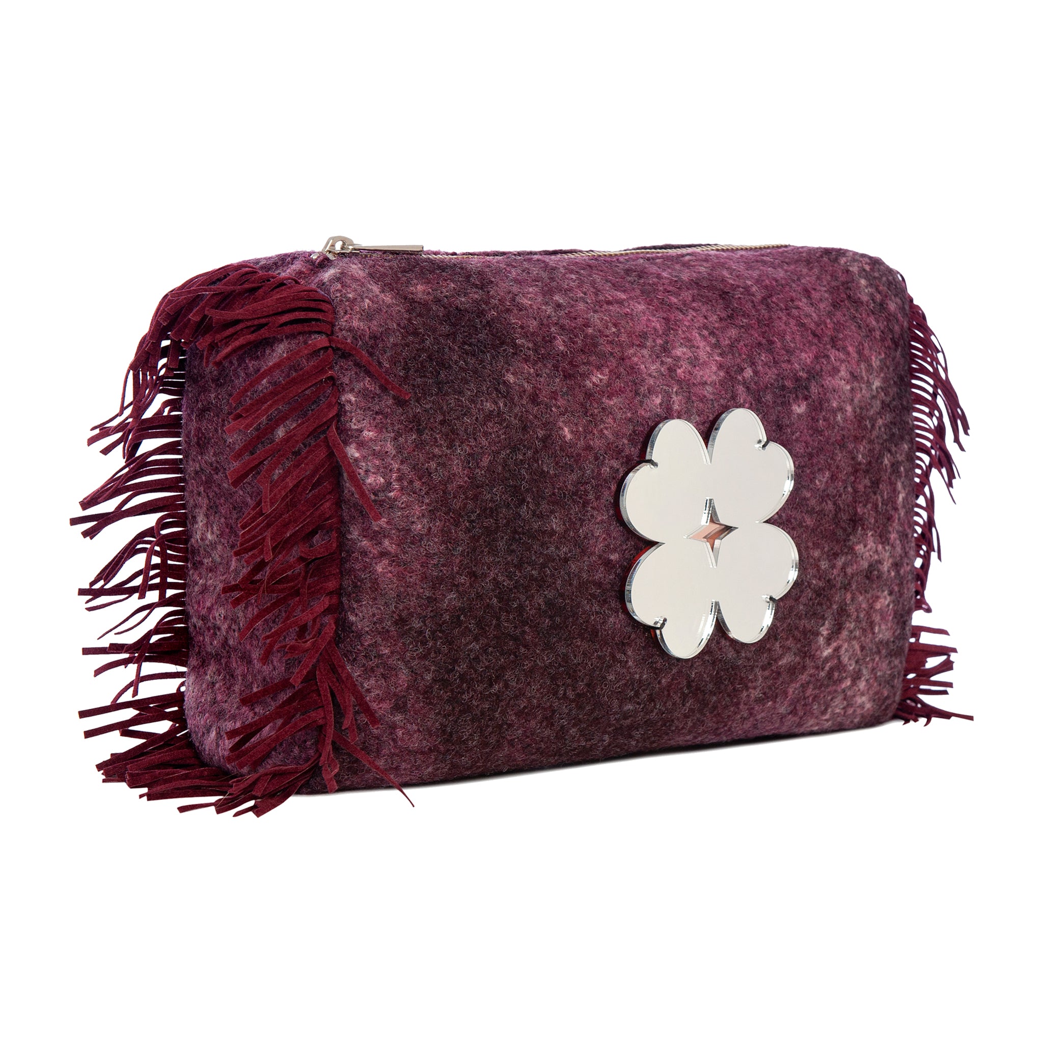 MELISSA Pouch | Aubergine Washed Wool Flower