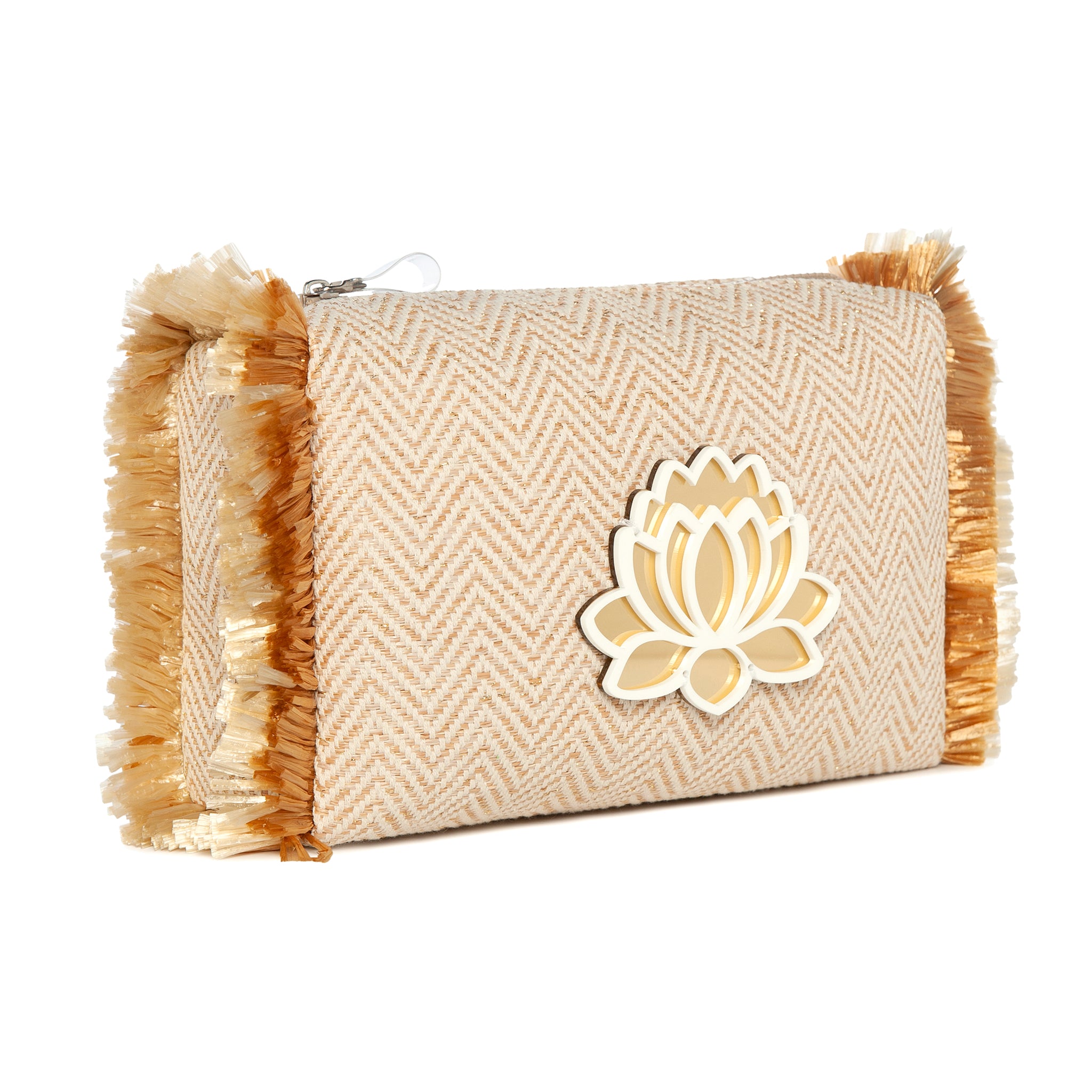 MELISSA Pouch | Gold Ecru Chevron Waterlily