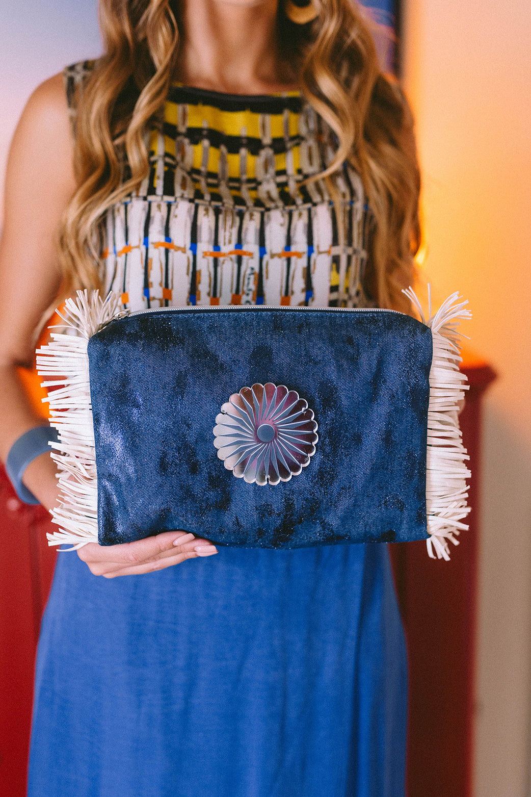 MELISSA Pouch | Navy Shiny Canvas Rosette