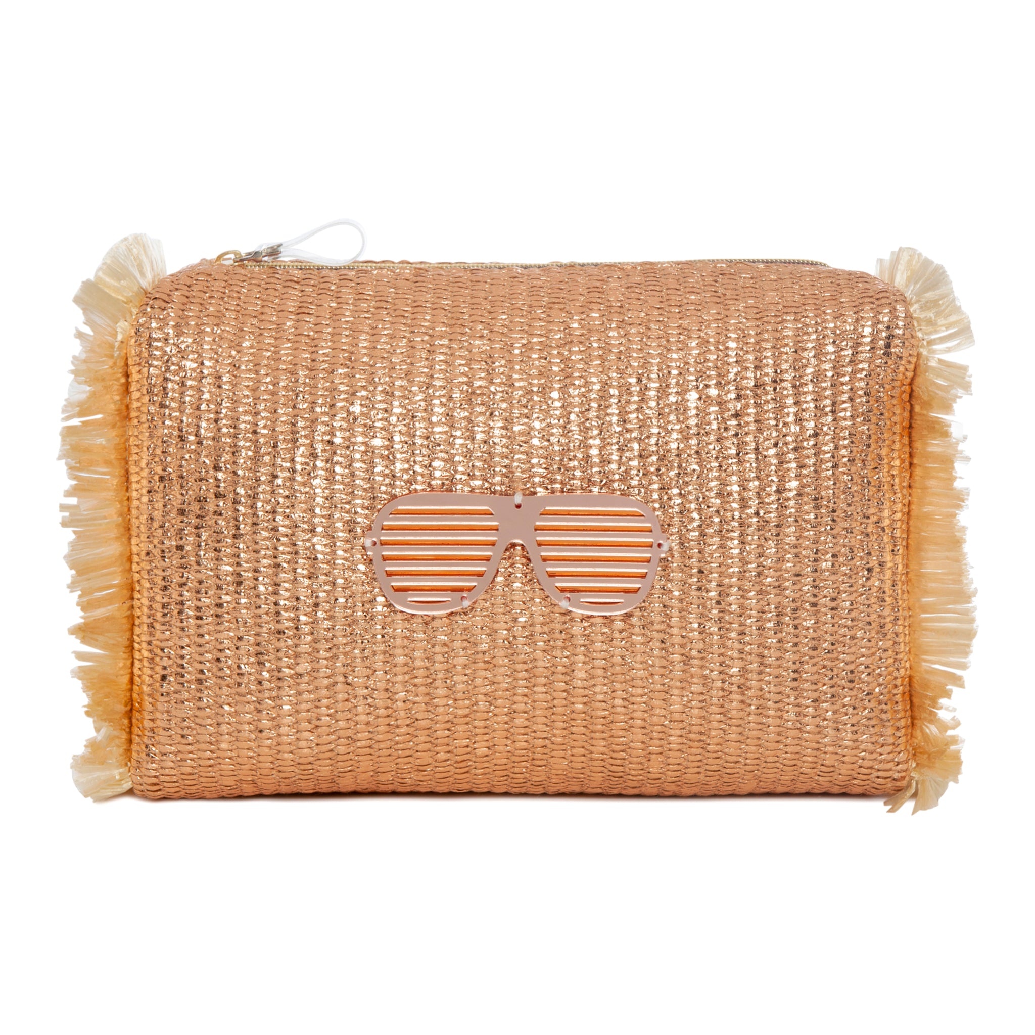 MELISSA Pouch | Rose Gold Raffia Glasses