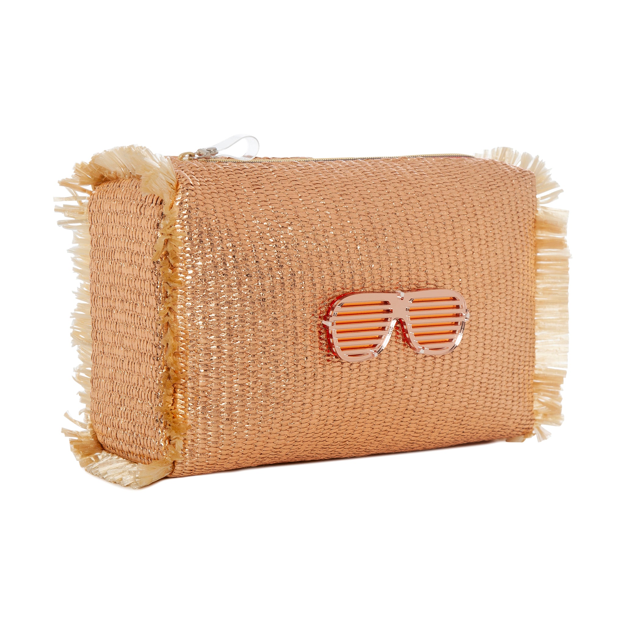 MELISSA Pouch | Rose Gold Raffia Glasses