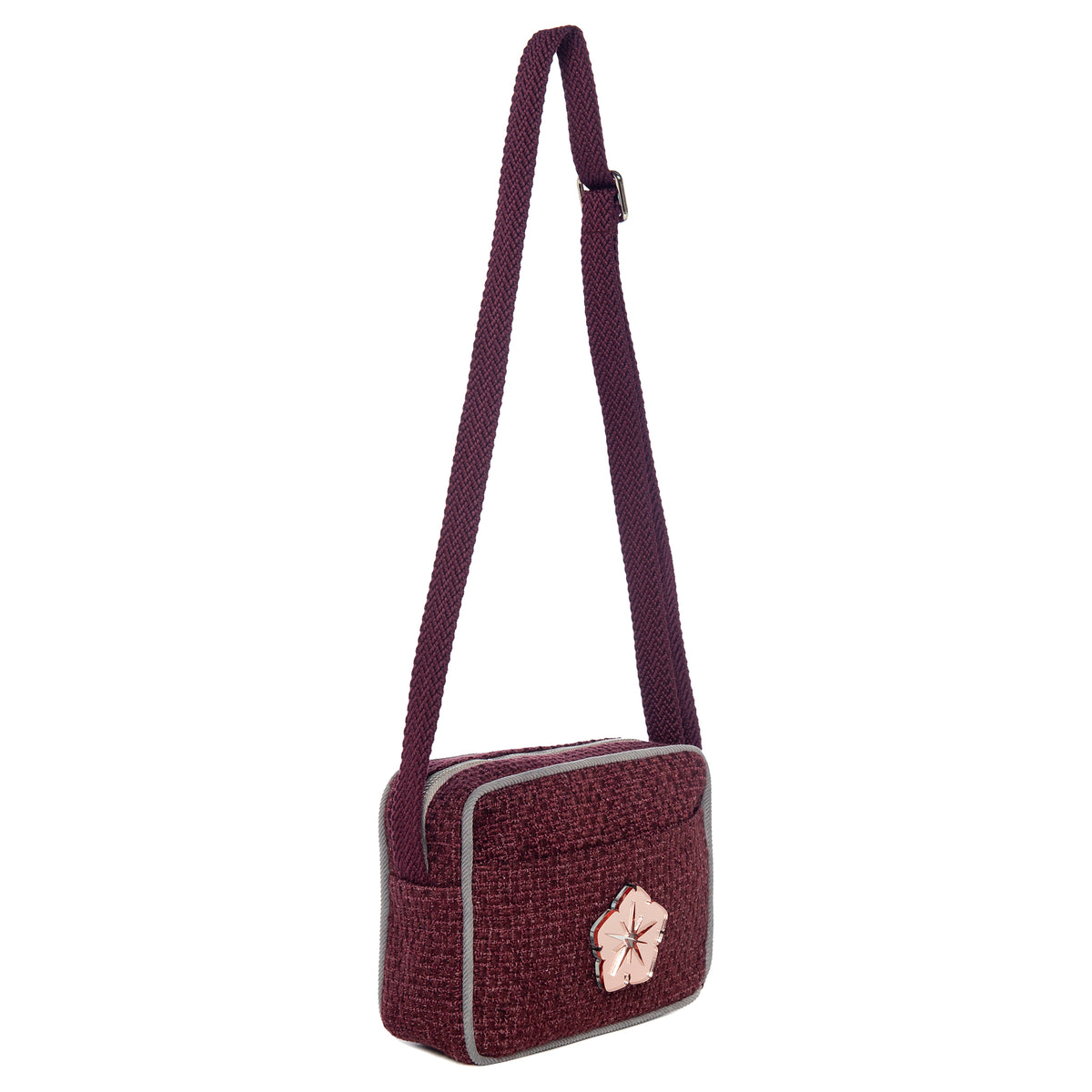 MIMI Shoulder bag small | Burgundy Weave Flower