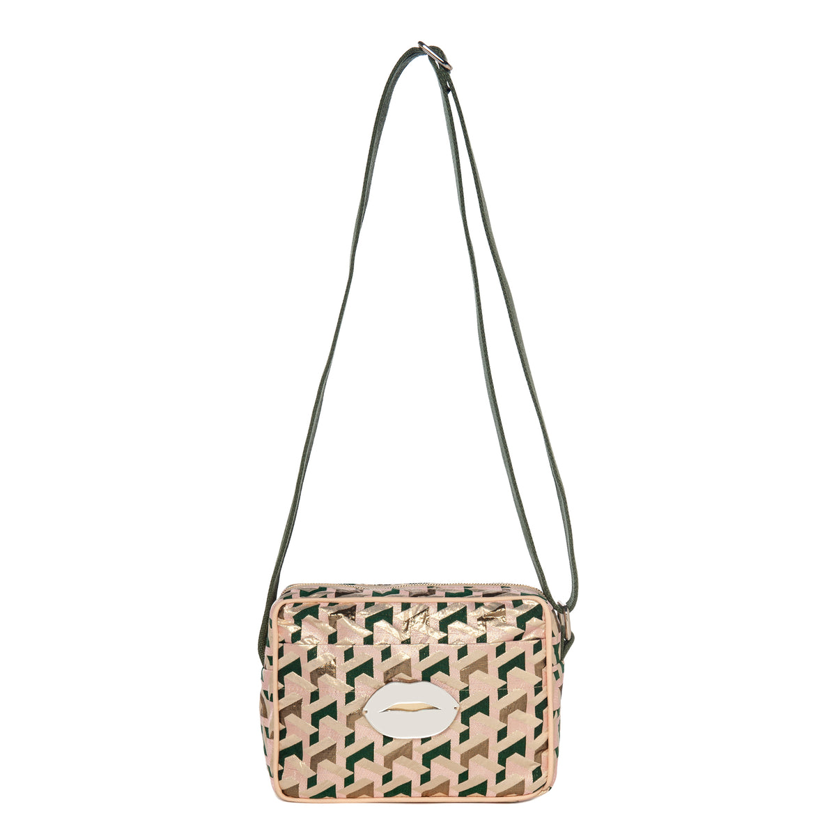 MIMI Shoulder bag small | Pink Green Metal Lips