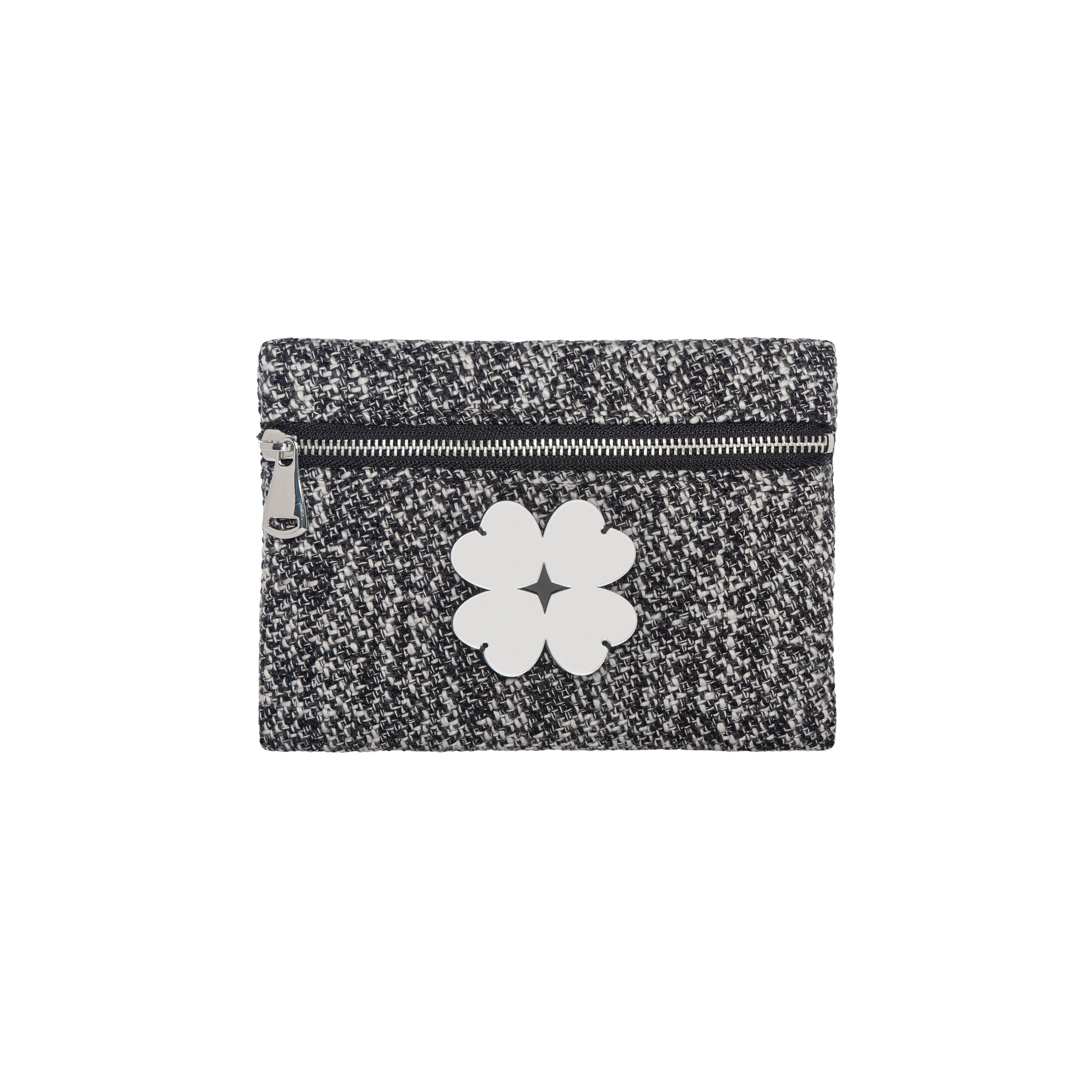 ALIKI Mini Pouch | Black White Woven Flower