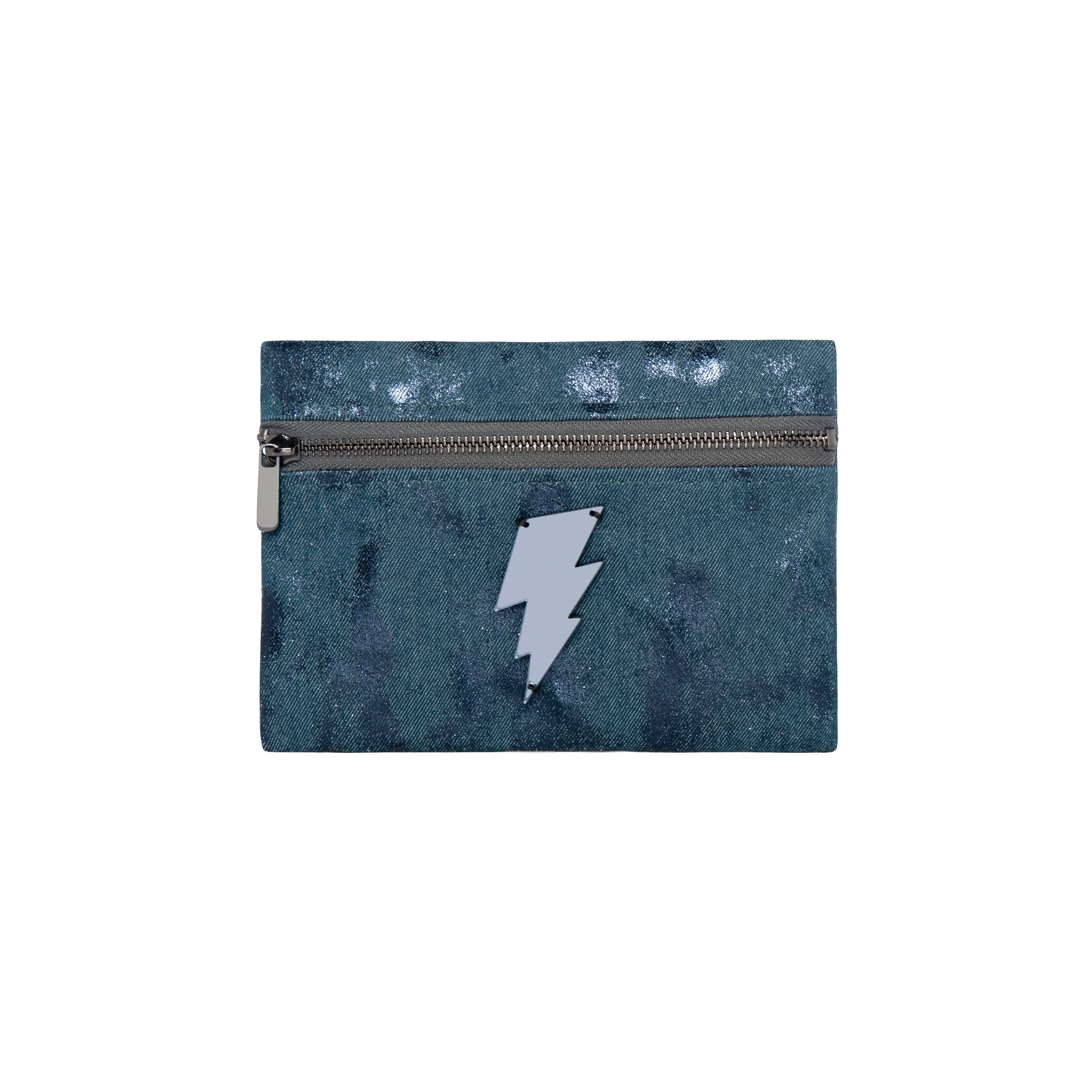 ALIKI Mini Pouch | Navy Shiny Canvas Lightning