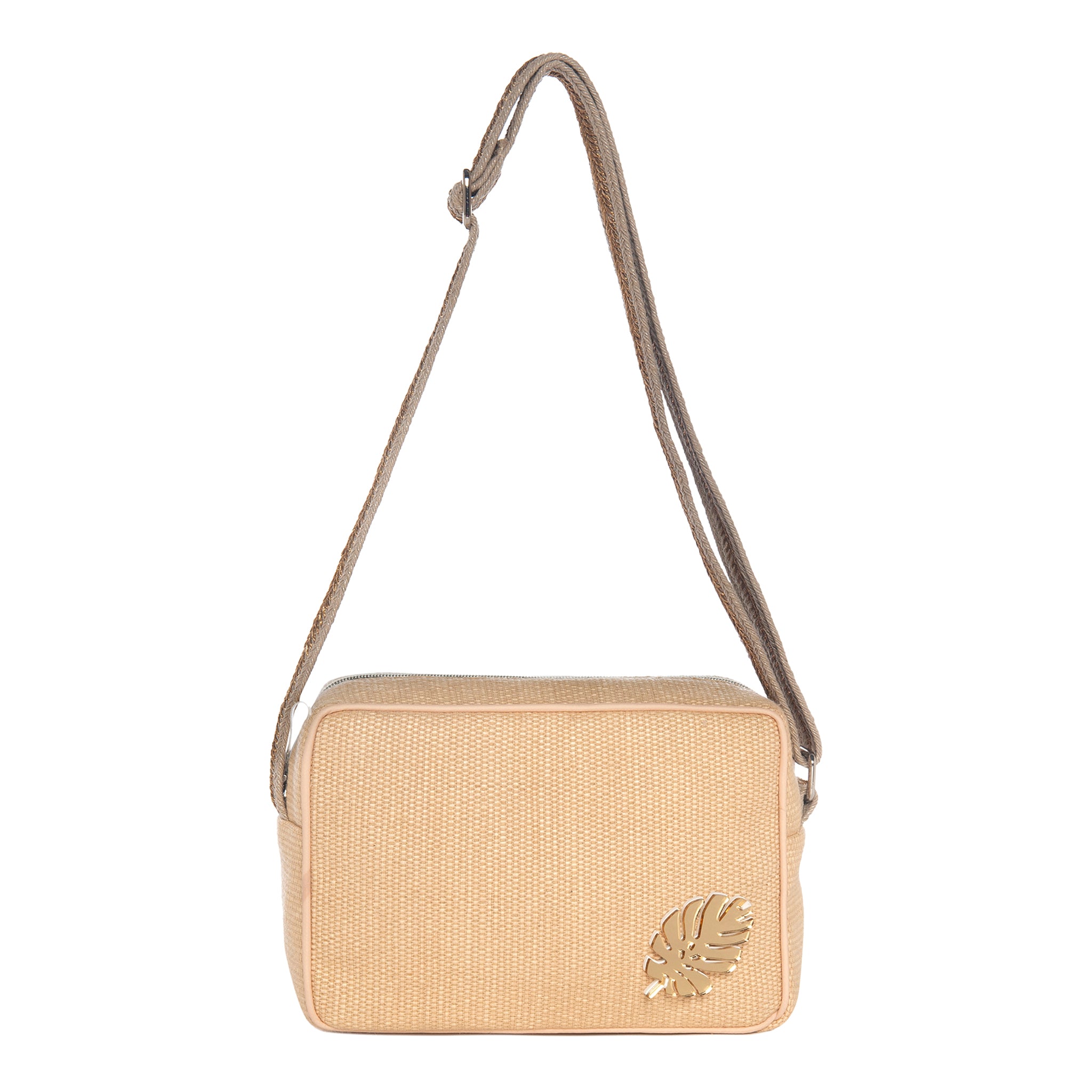 NADIA Shoulder Bag | Beige Stamp Tropical Leaf