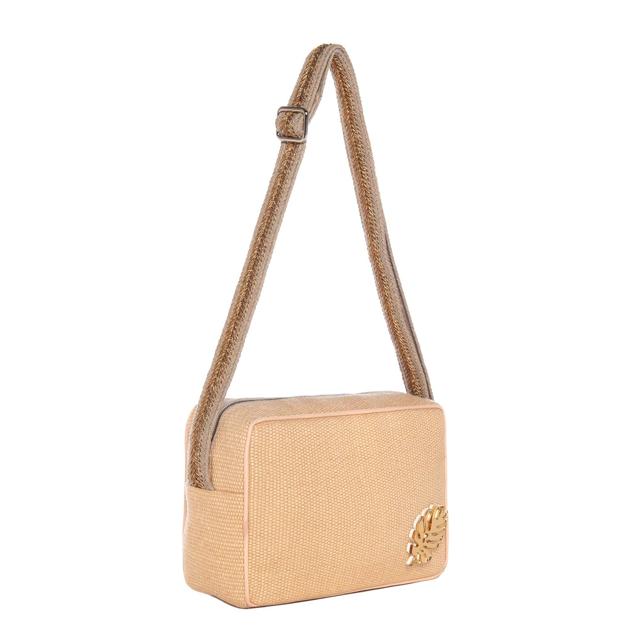 NADIA Shoulder Bag | Beige Stamp Tropical Leaf