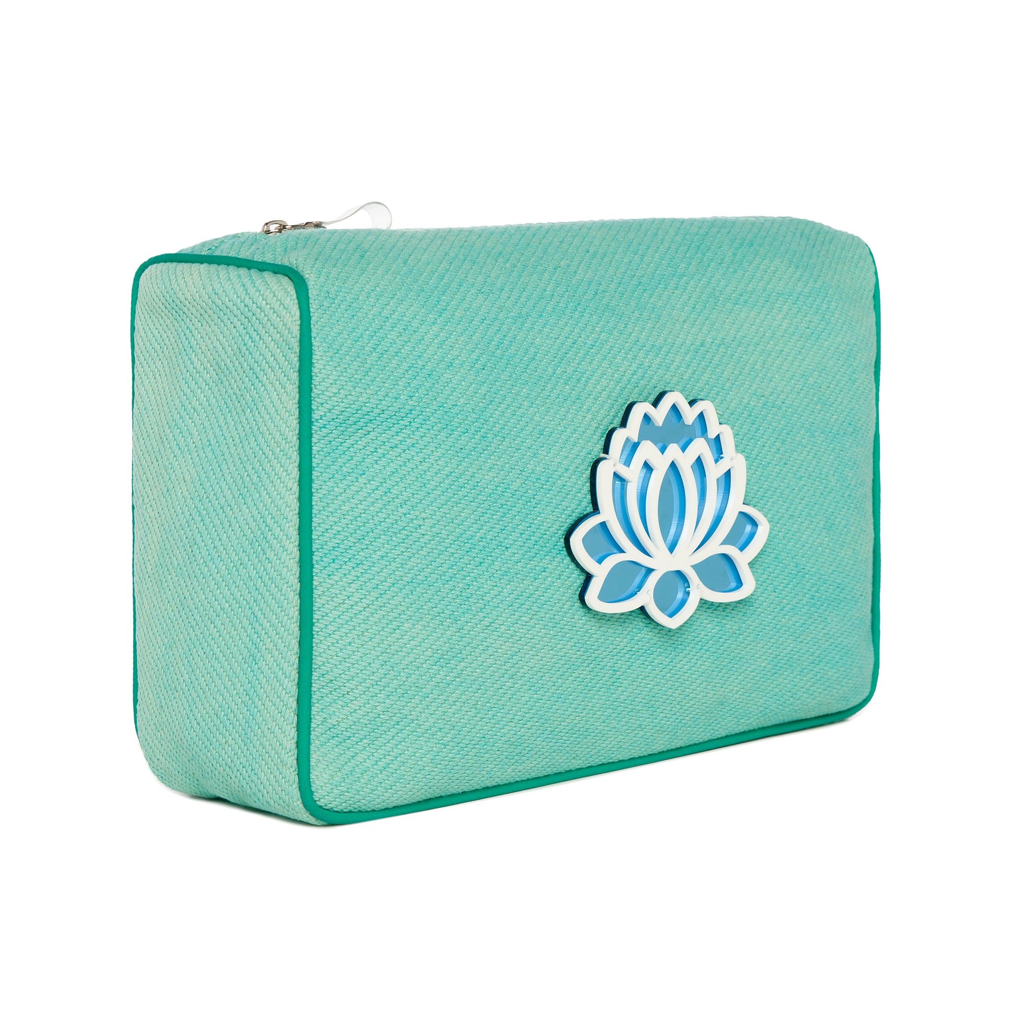 OLIVIA Pouch | Aqua Diagonal Waterlily