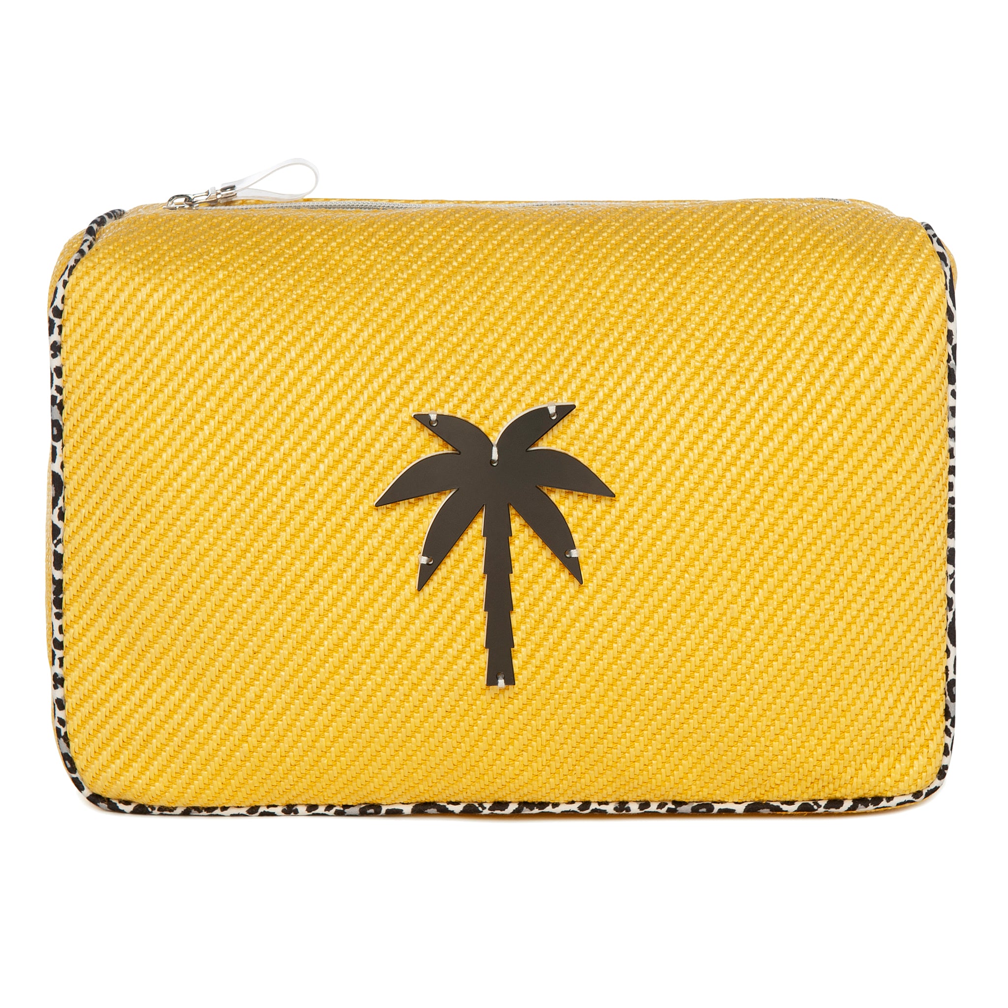 OLIVIA Pouch | Bright Yellow Woven Palm tree