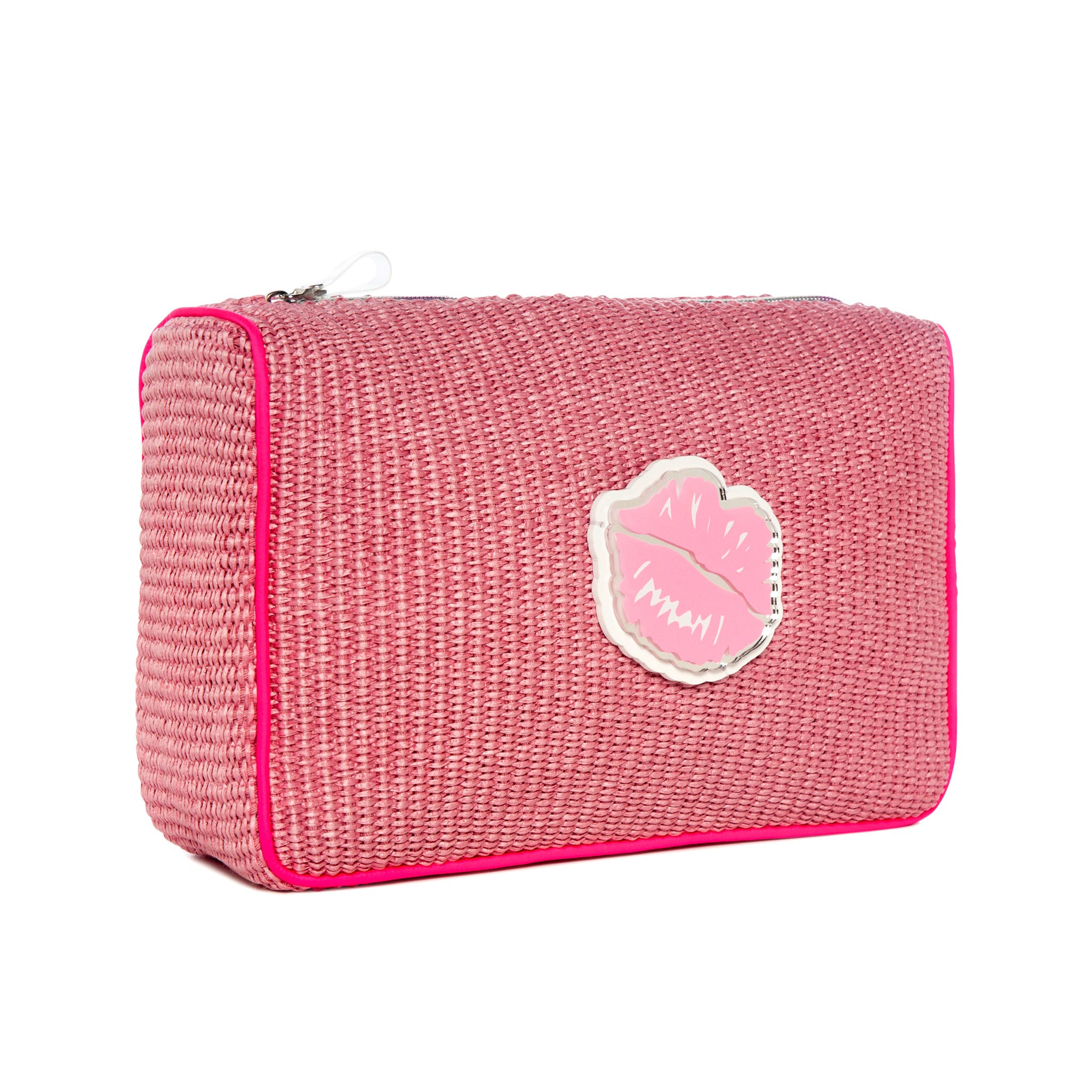 OLIVIA Pouch | Bubblegum Raffia Kiss