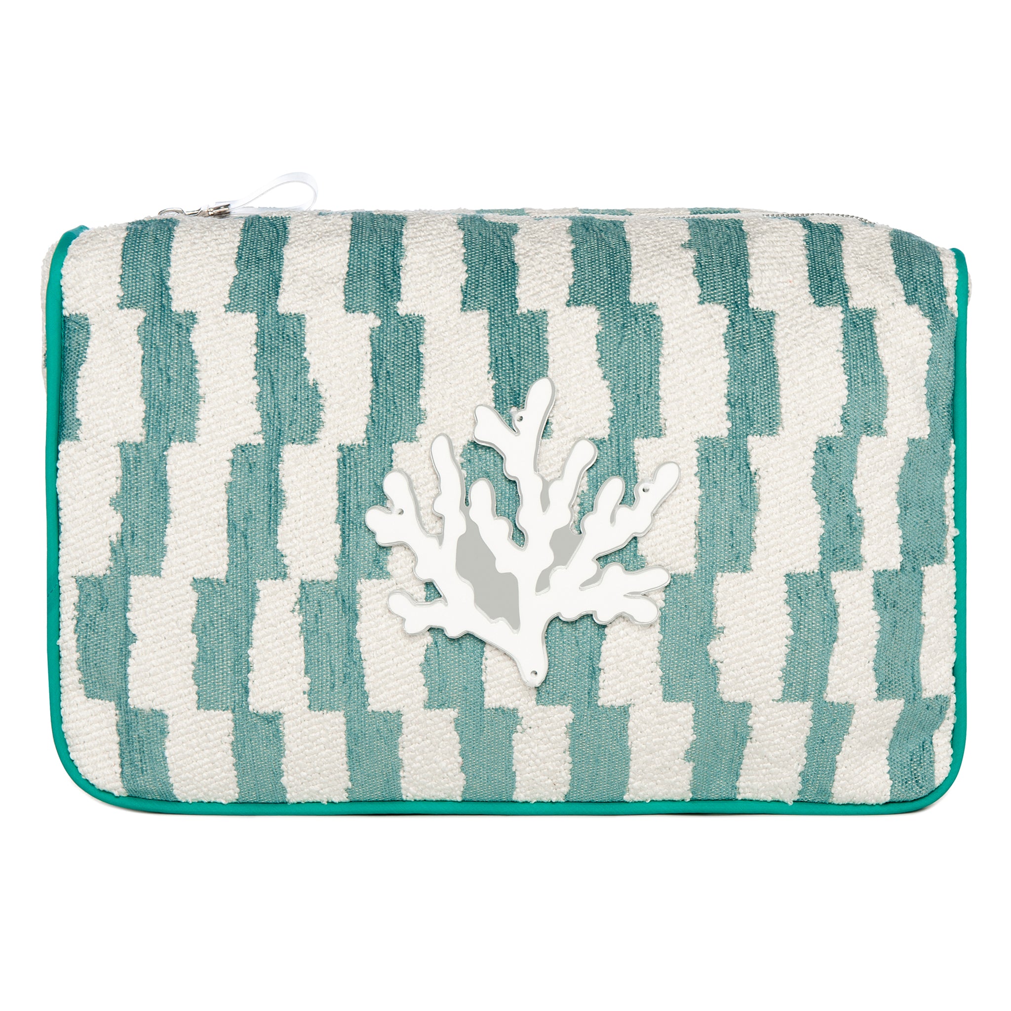 OLIVIA Pouch | Green White Brick Coral