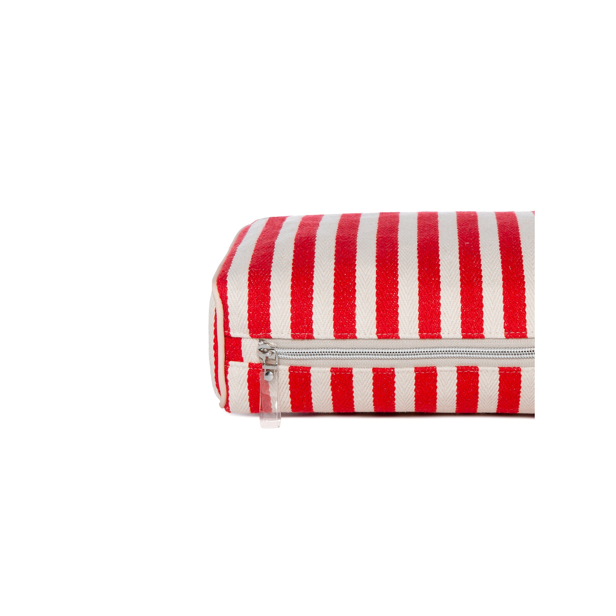 OLIVIA Pouch | Red Stripes Tropical Leaf