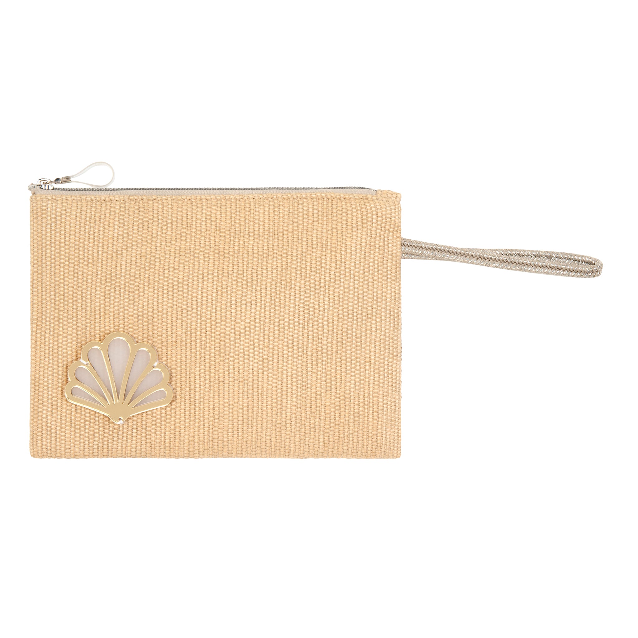 STELLA Pouch | Beige Stamp Peacock