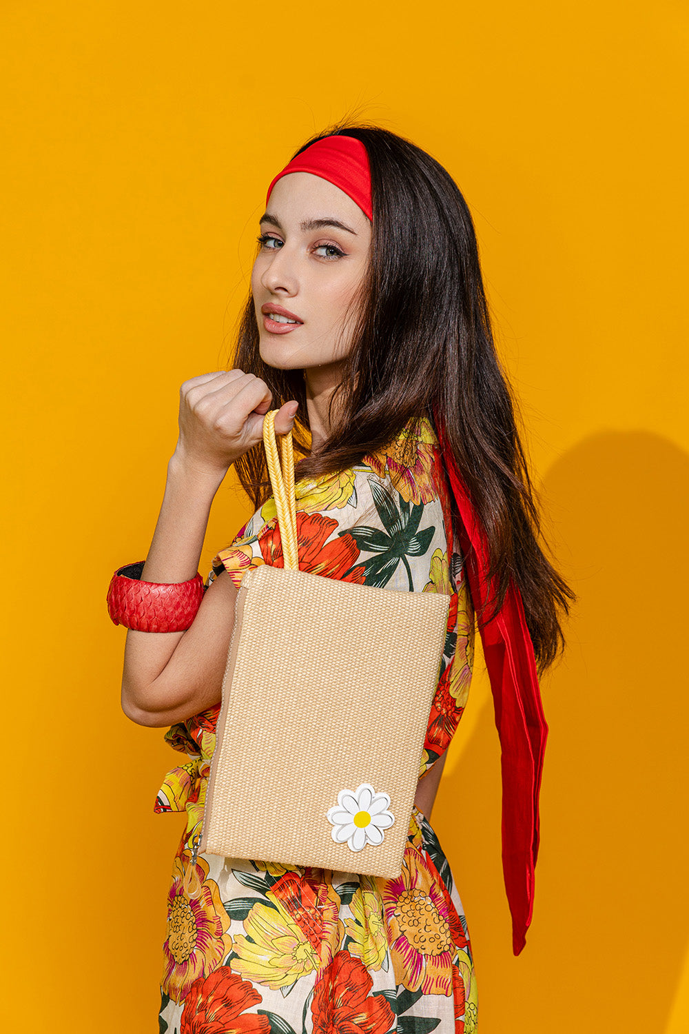 STELLA Pouch | Beige Stamp Daisy