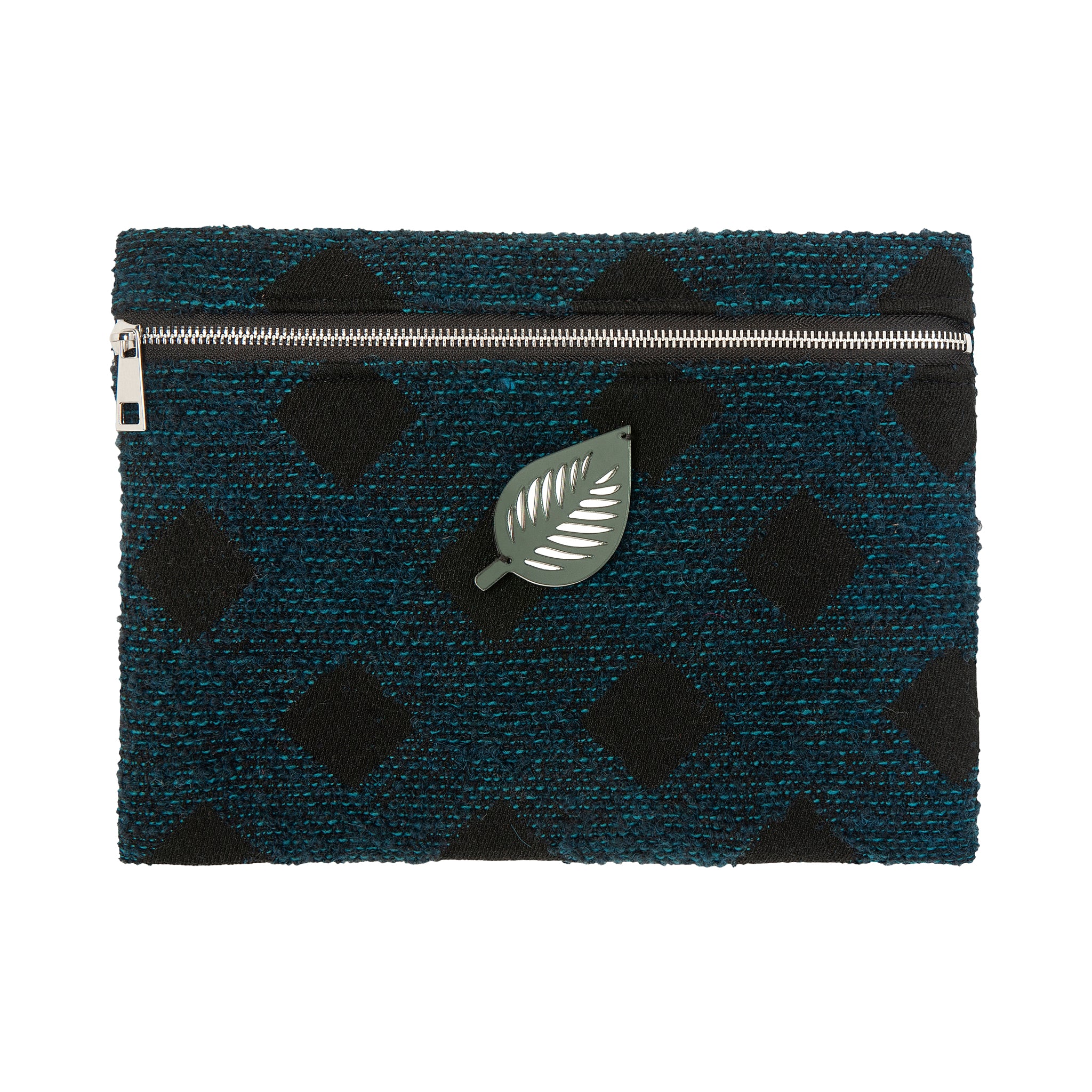 VIOLET Pouch | Blue Black Check Leaf