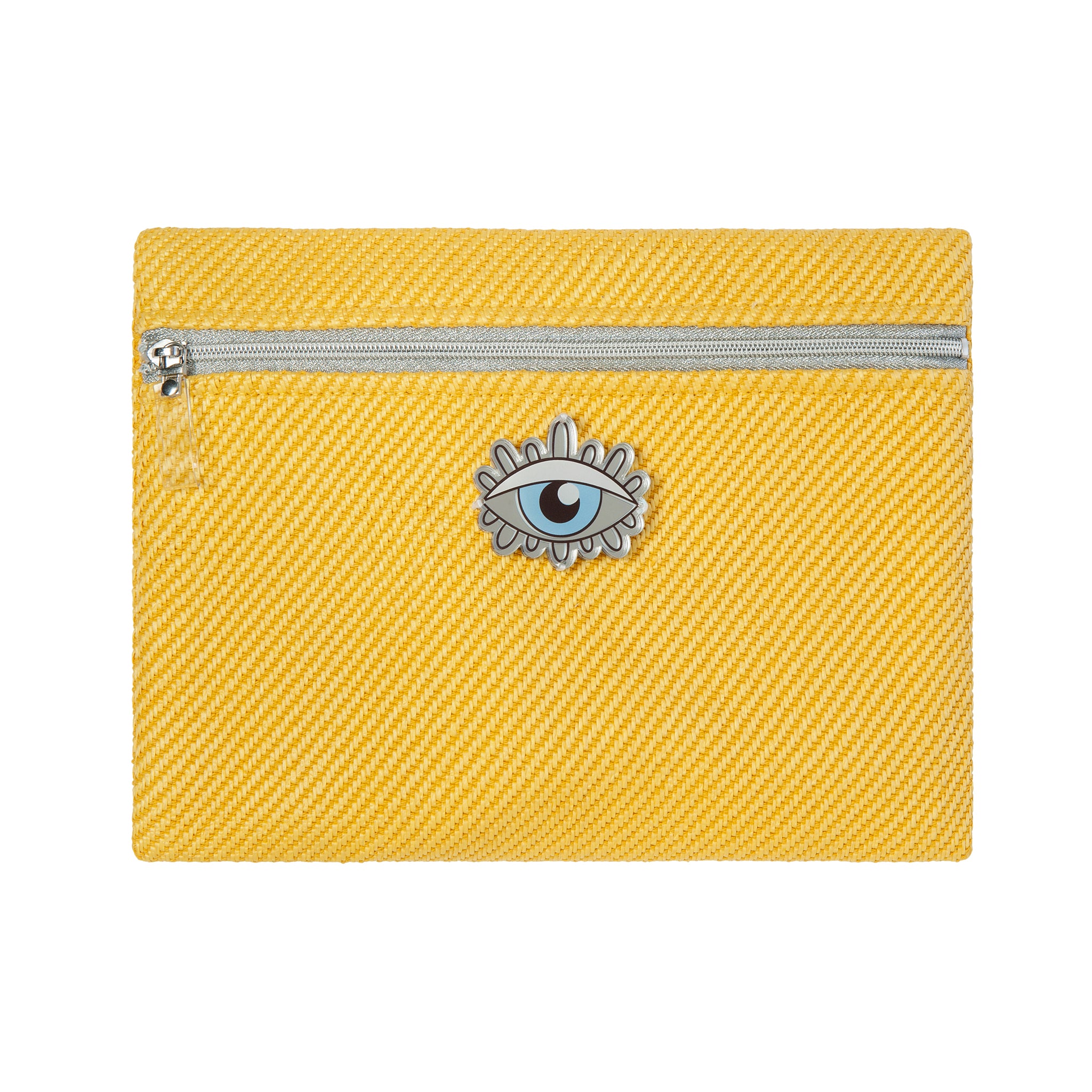 VIOLET Pouch | Bright Yellow Woven Evil Eye