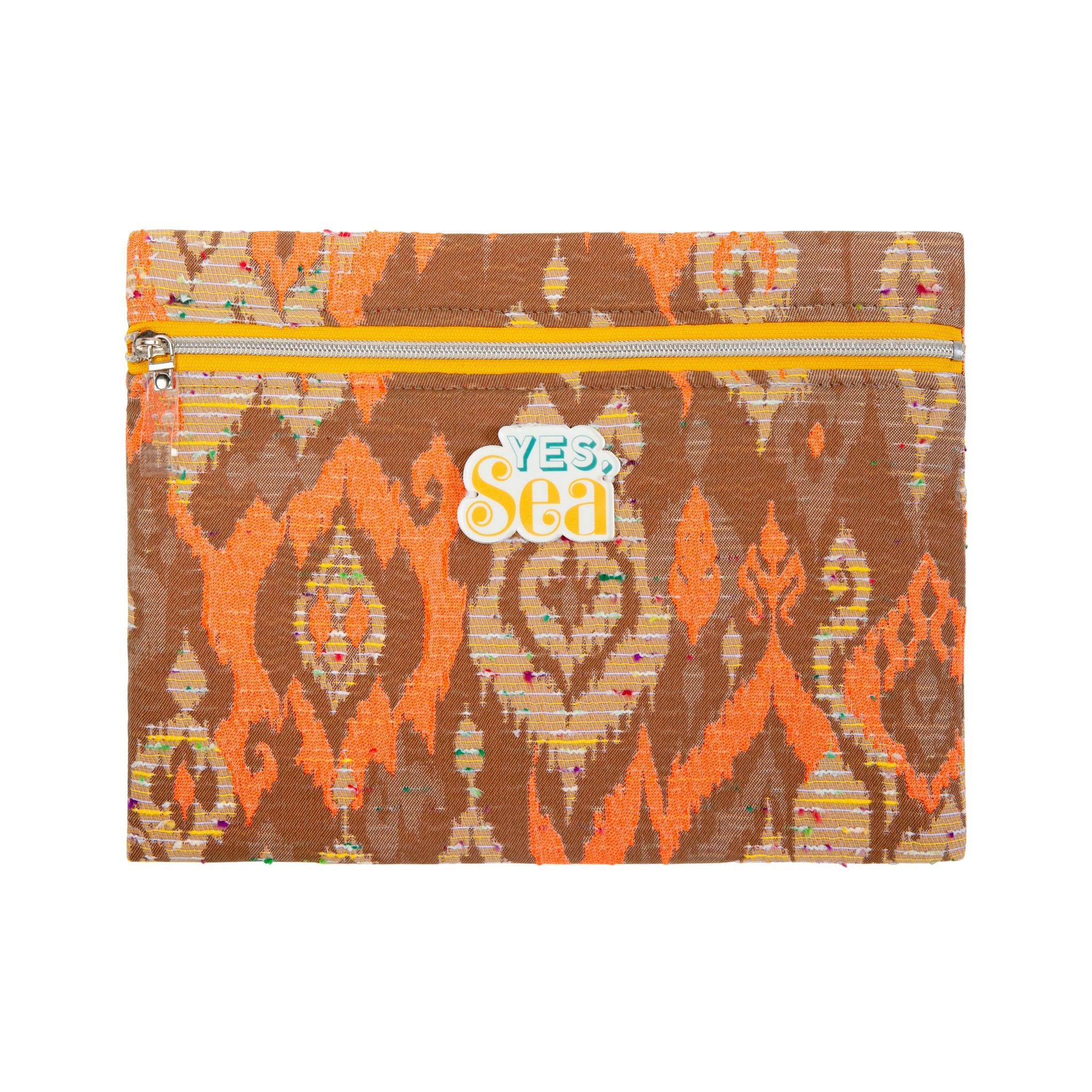 VIOLET Pouch | Mocha Ikat Yes Sea