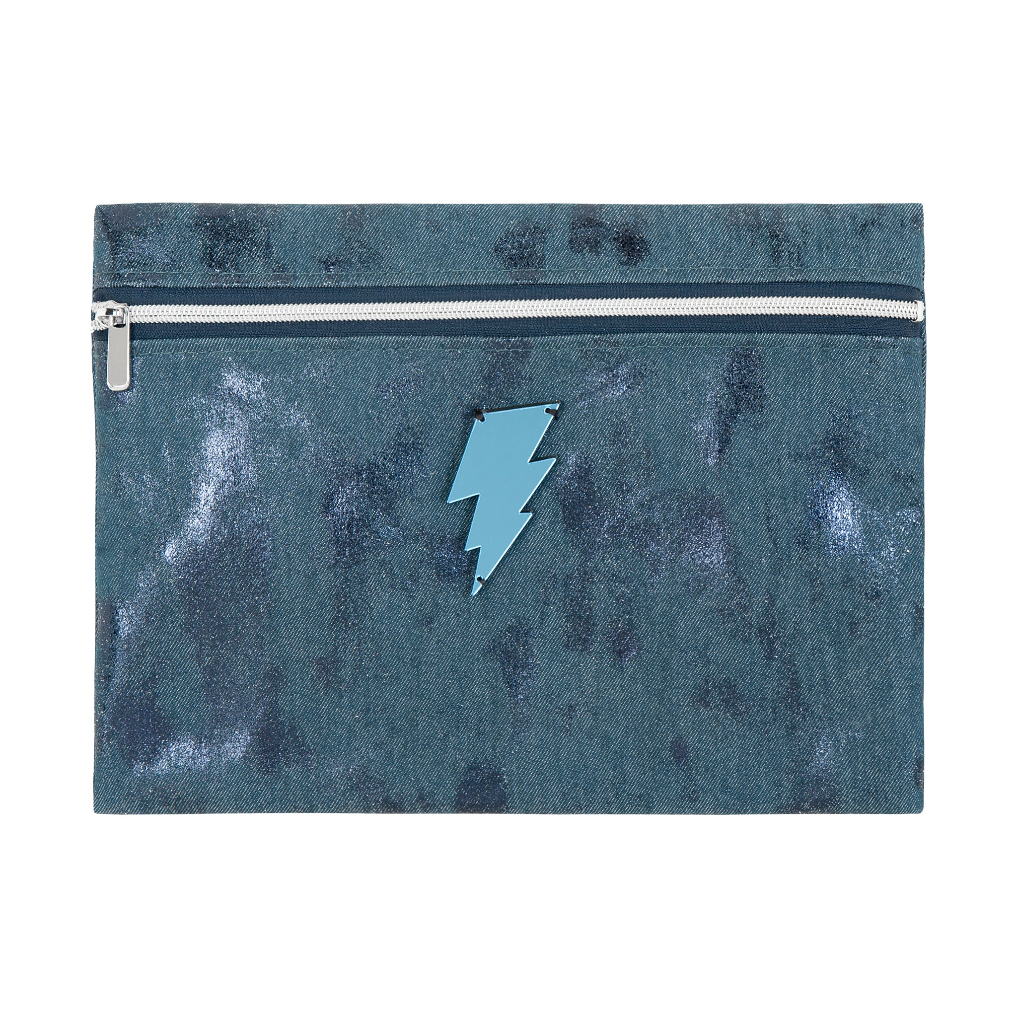 VIOLET Pouch | Navy Shiny Canvas Lightning