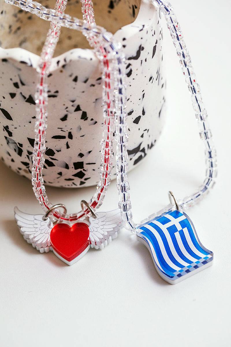 Charm Necklace | Greek Flag