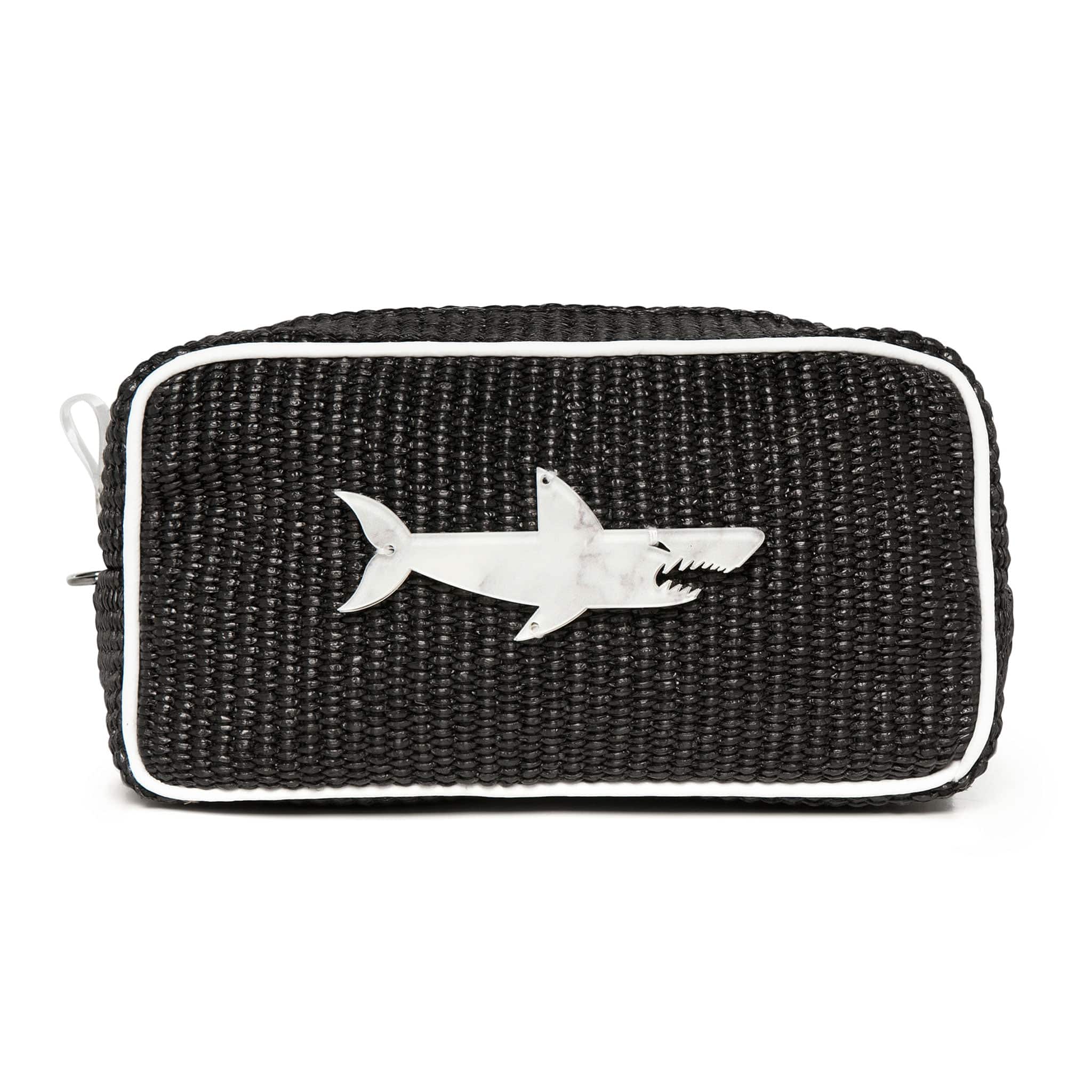 BOO Pouch | Black raffia Shark