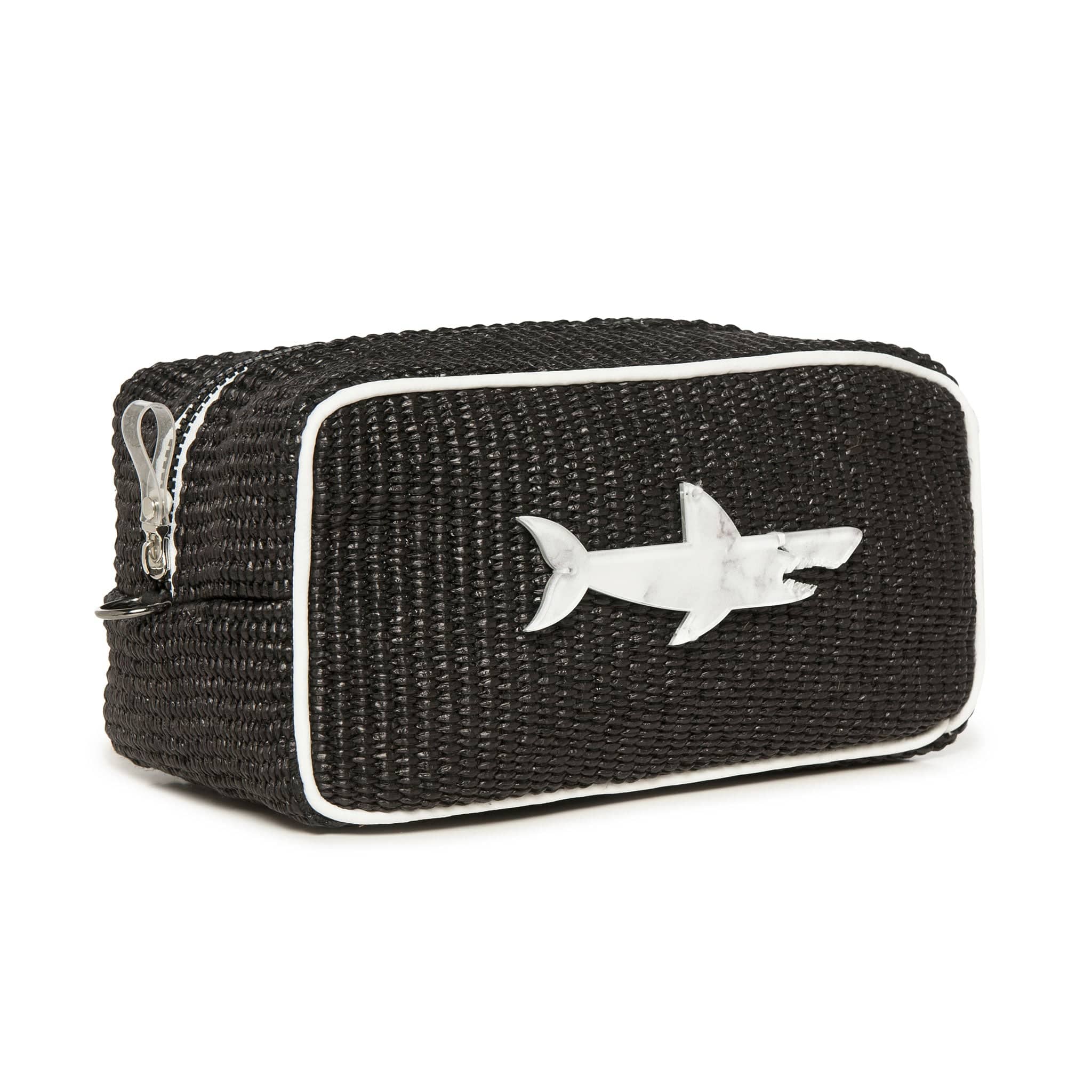 BOO Pouch | Black raffia Shark
