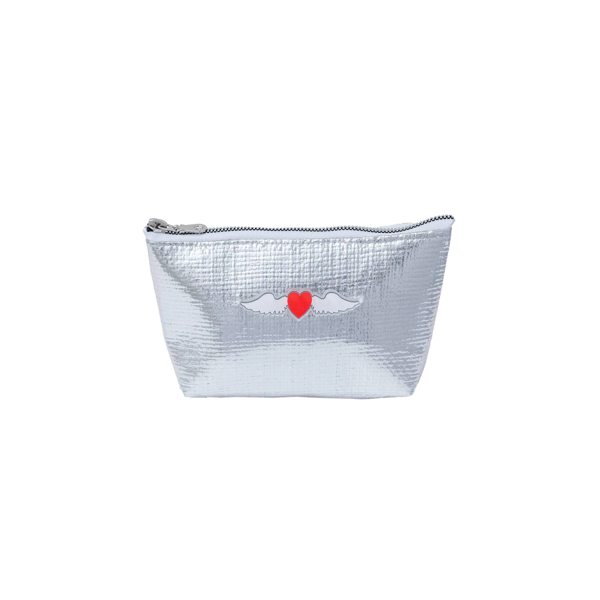 Evie pouch | Silver tiles heart with wings