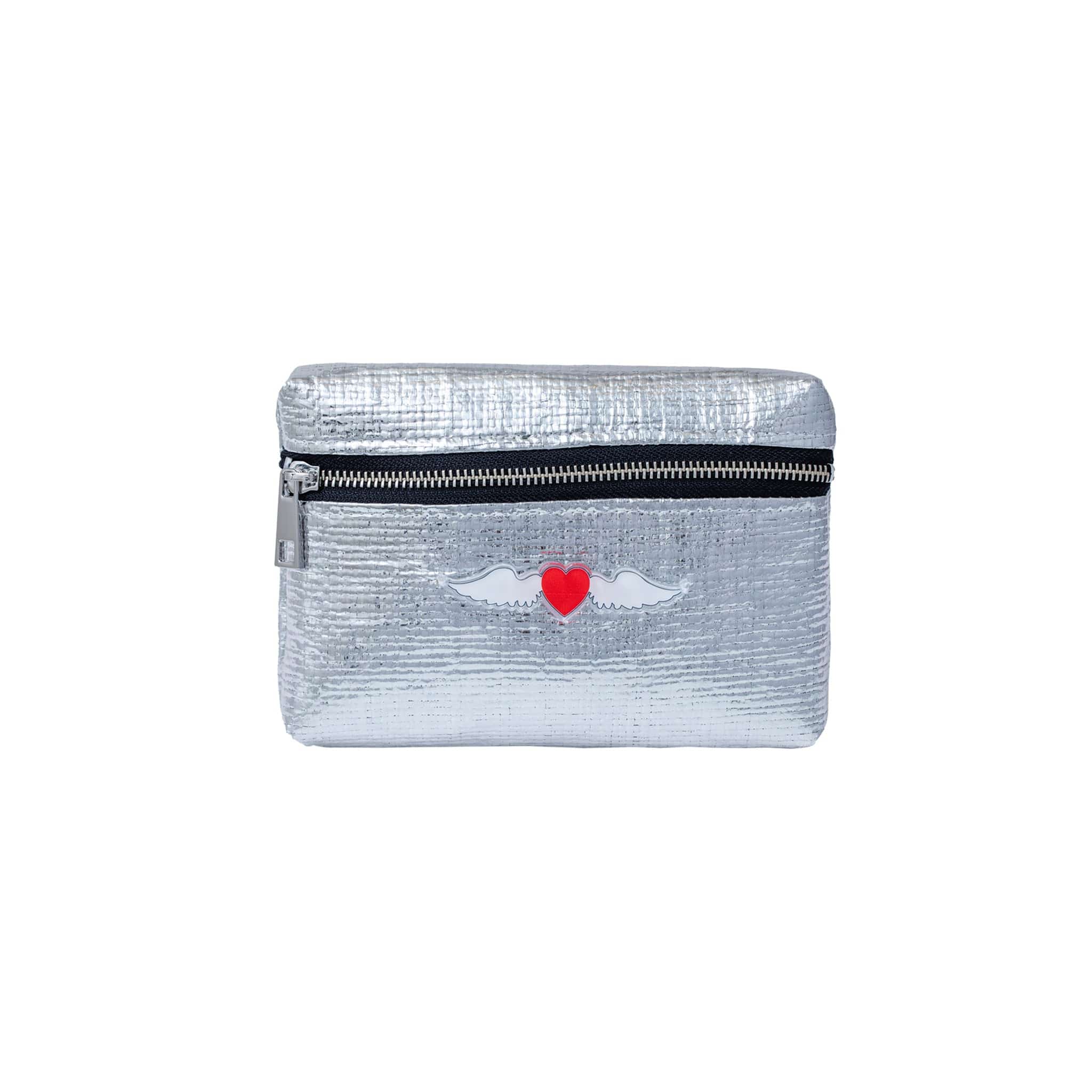NORA Mini Pouch | Silver tiles heart with wings