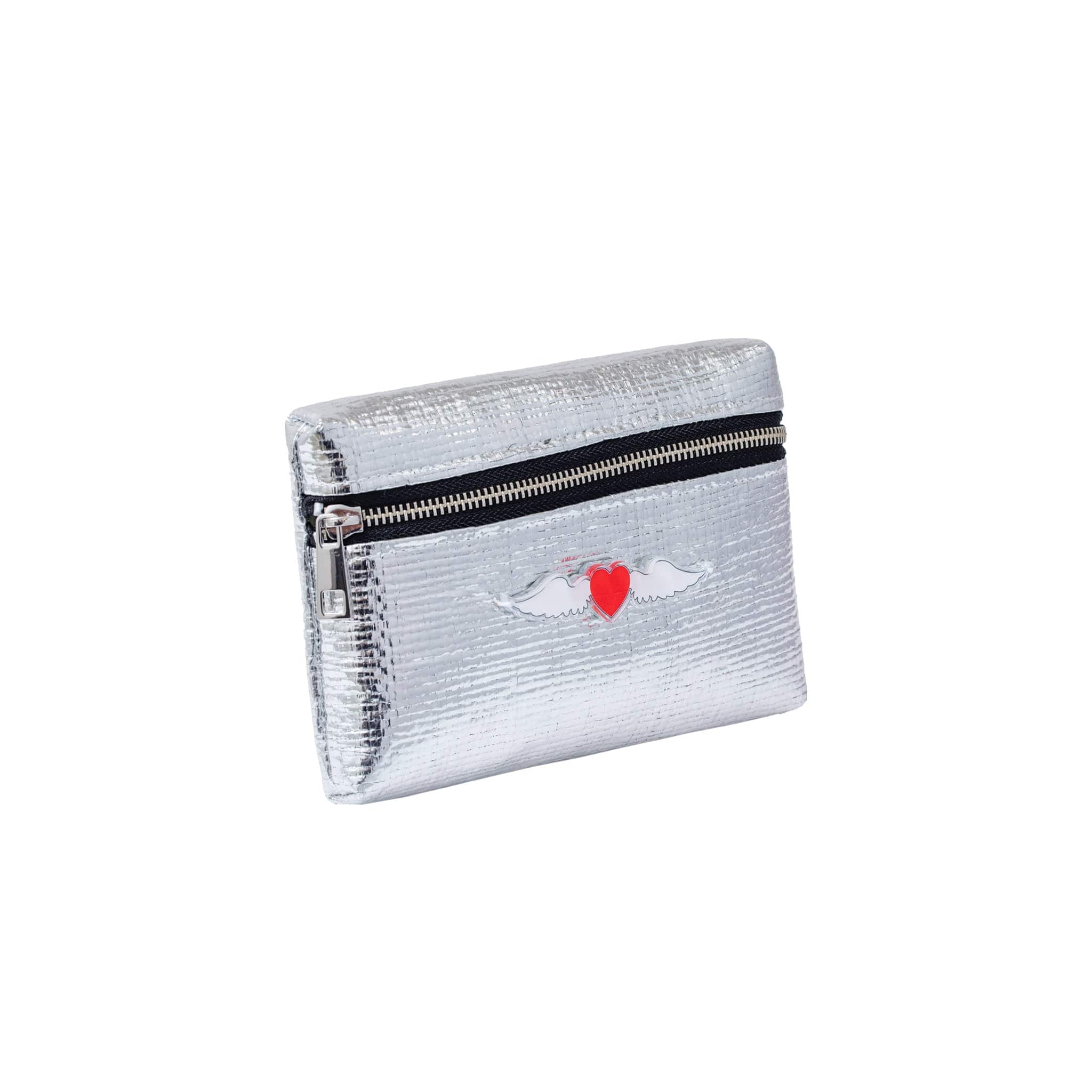 NORA Mini Pouch | Silver tiles heart with wings