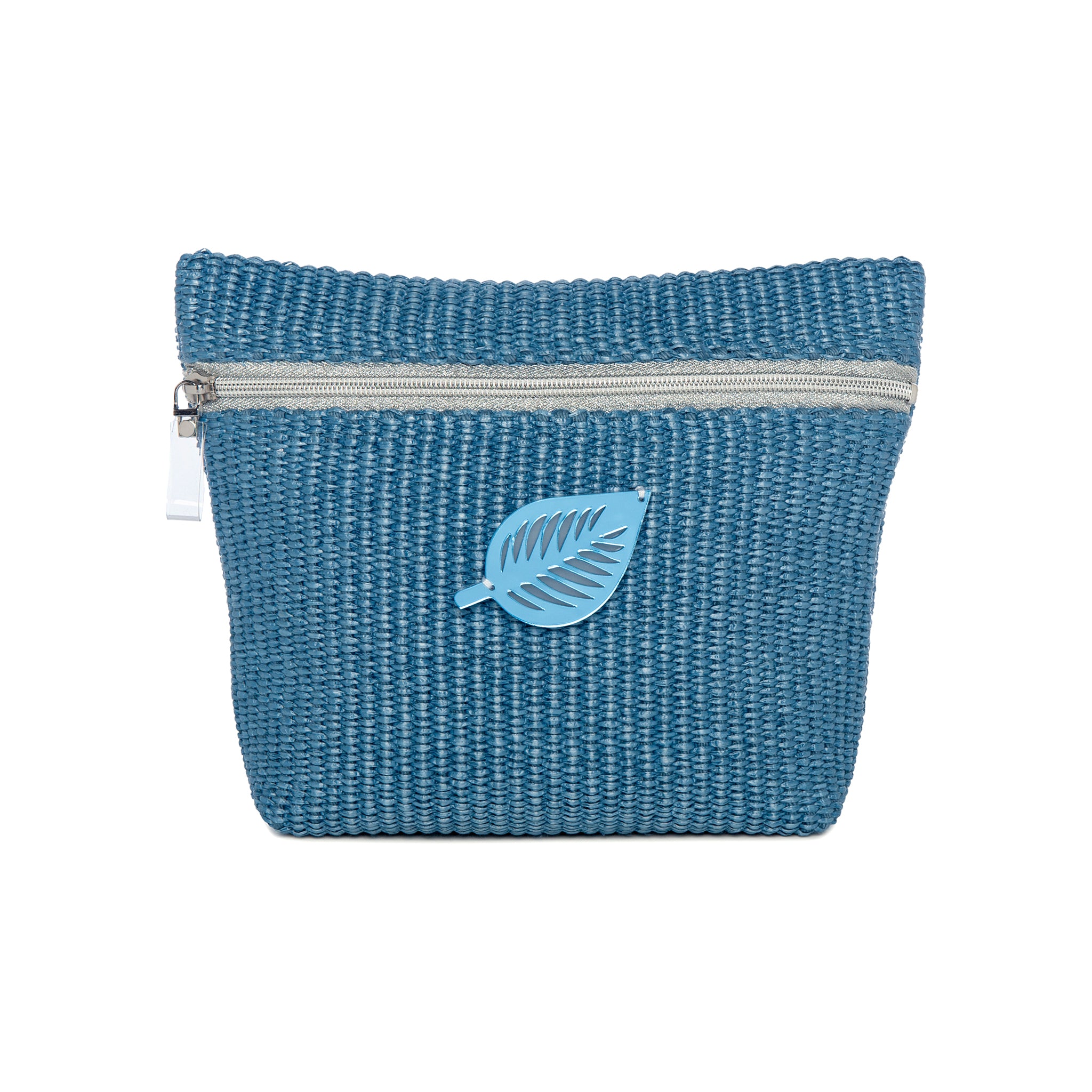 ALEXA Pouch | Blue Sea Raffia Leaf