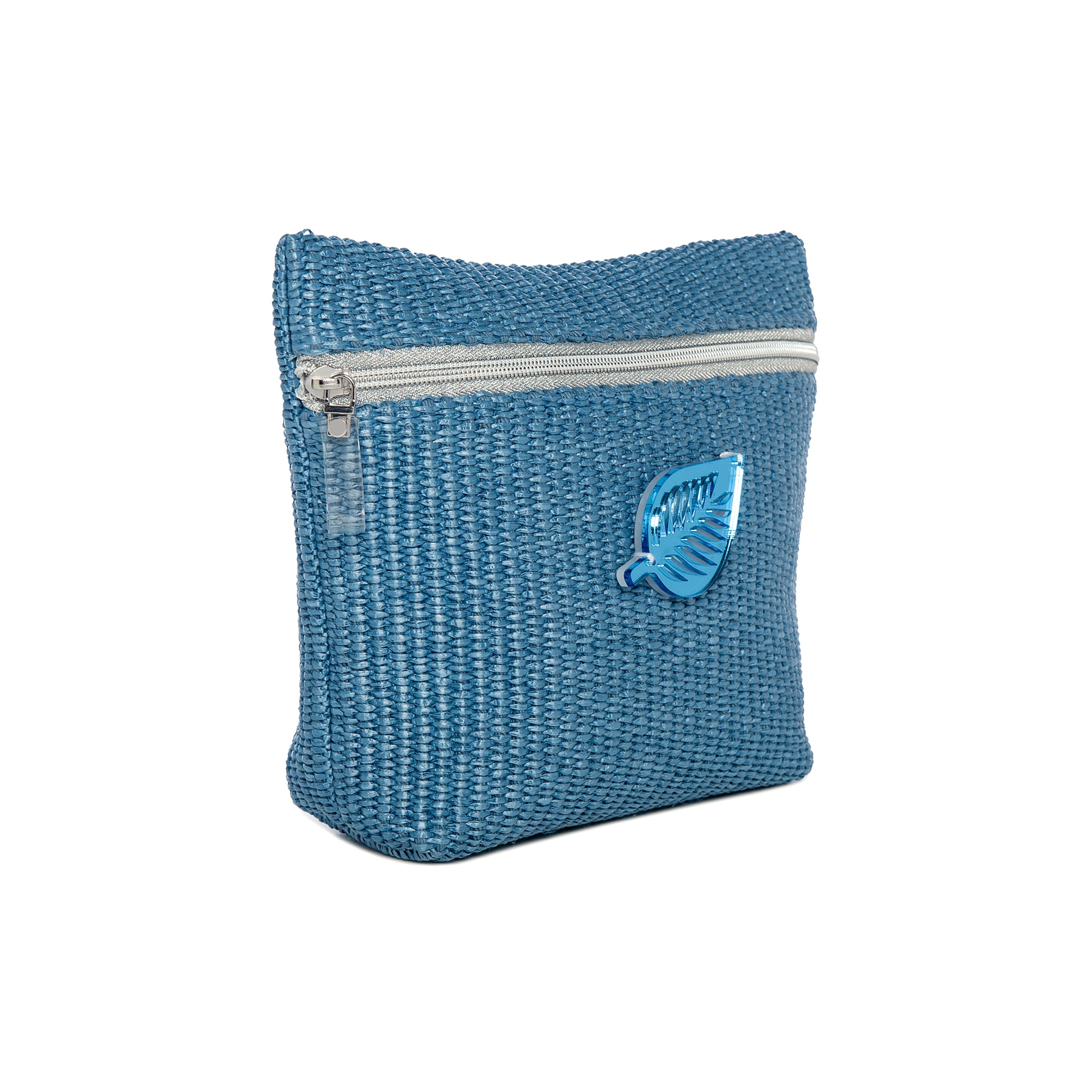 ALEXA Pouch | Blue Sea Raffia Leaf