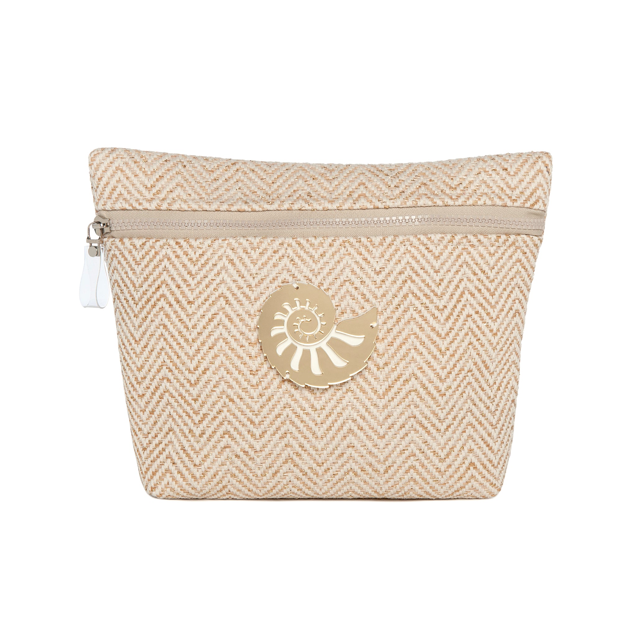 ALEXA Pouch | Gold Ecru Chevron Shell