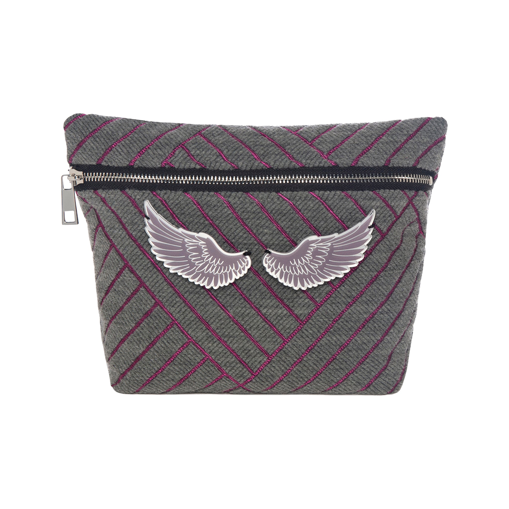 ALEXA Pouch | Grey Fuschia Stripes Wings ZW