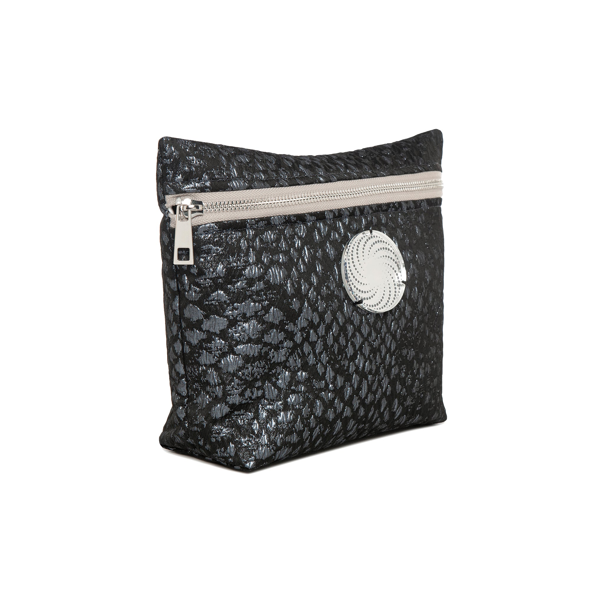 ALEXA Pouch | Grey Metal Croc Sphere