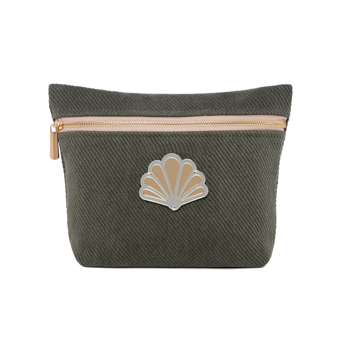 ALEXA Pouch | Khaki Canvas Peacock