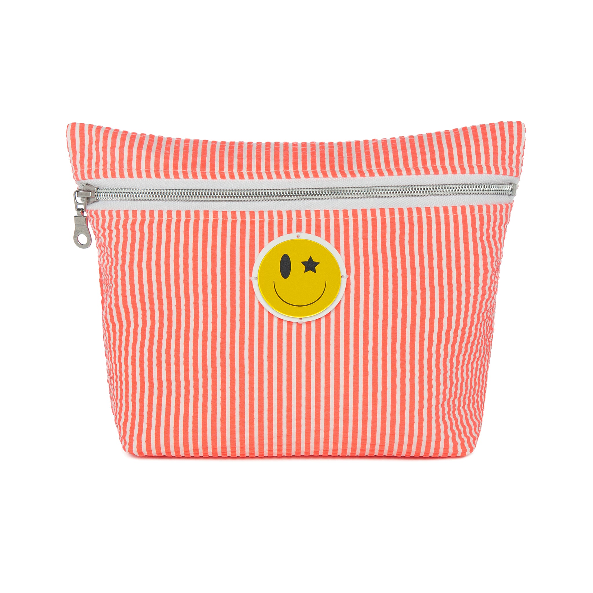 ALEXA Pouch | Stripes Coral Happy Face