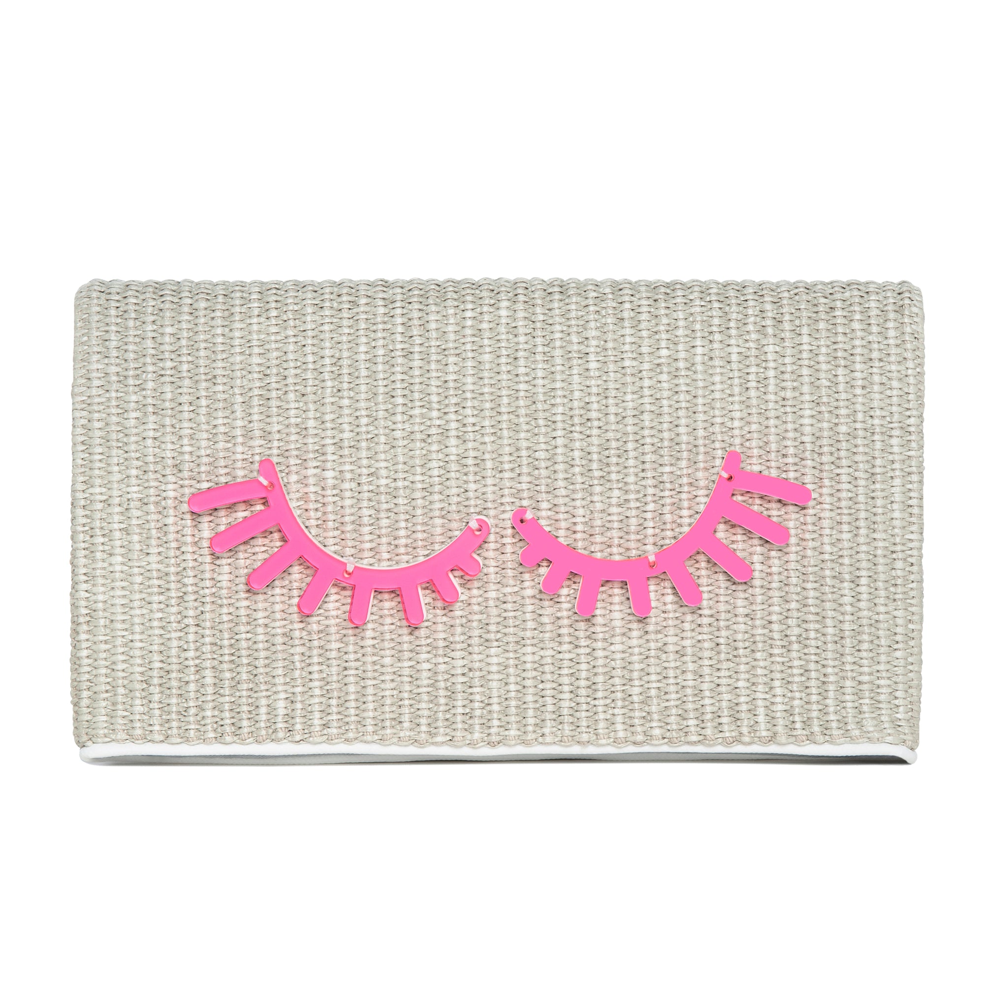 AMARA Clutch | Light Grey Raffia Lashes