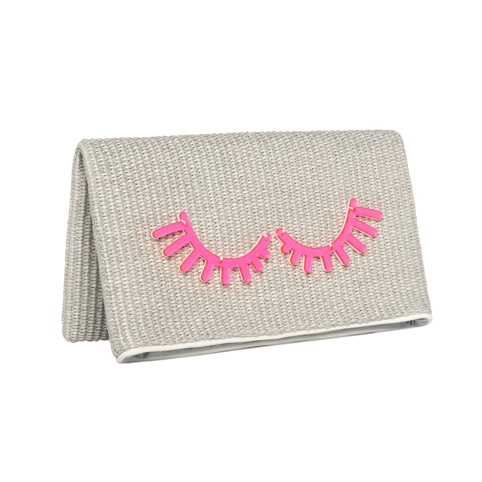 AMARA Clutch | Light Grey Raffia Lashes