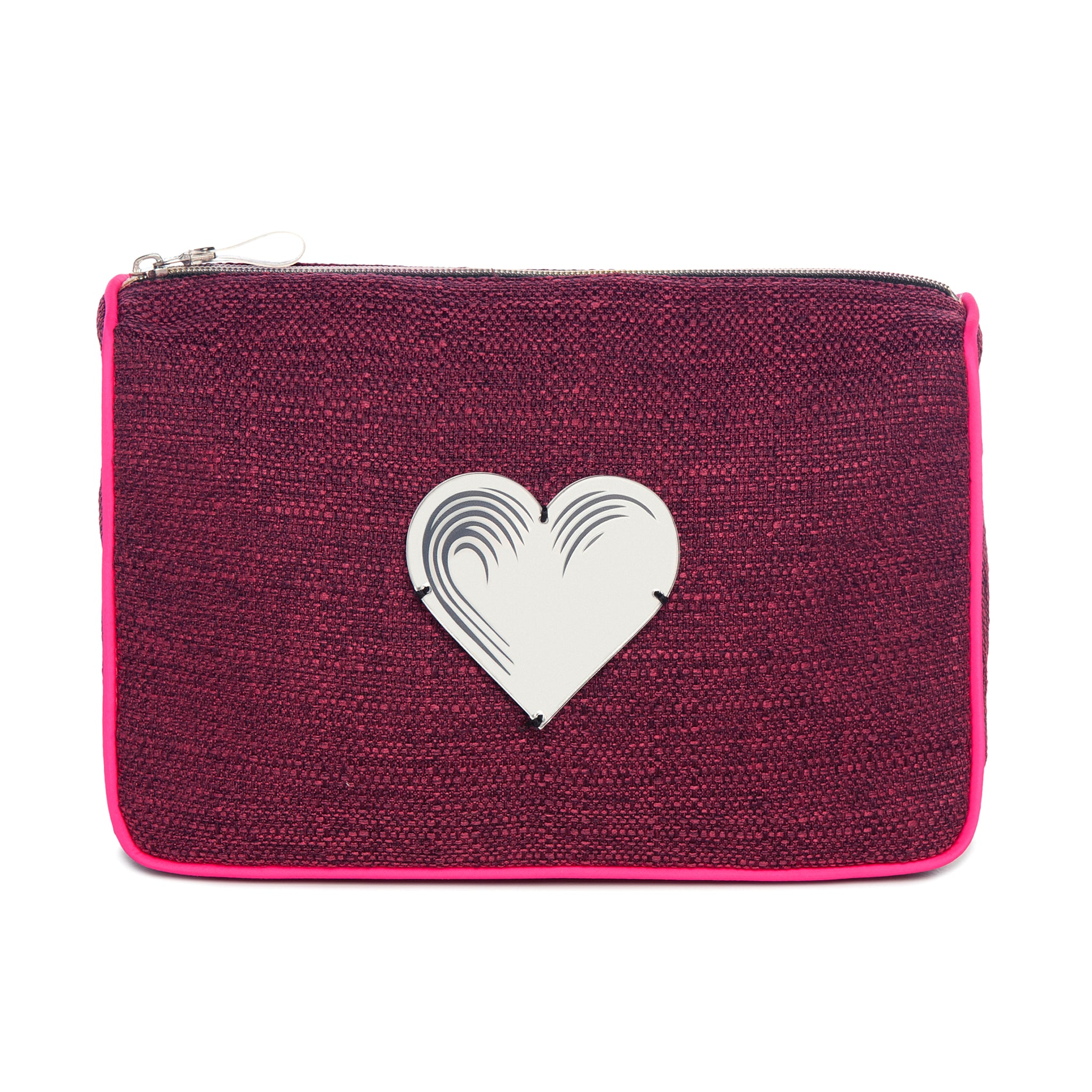 BLAZE Pouch | Dark Fuchsia Woven Heart