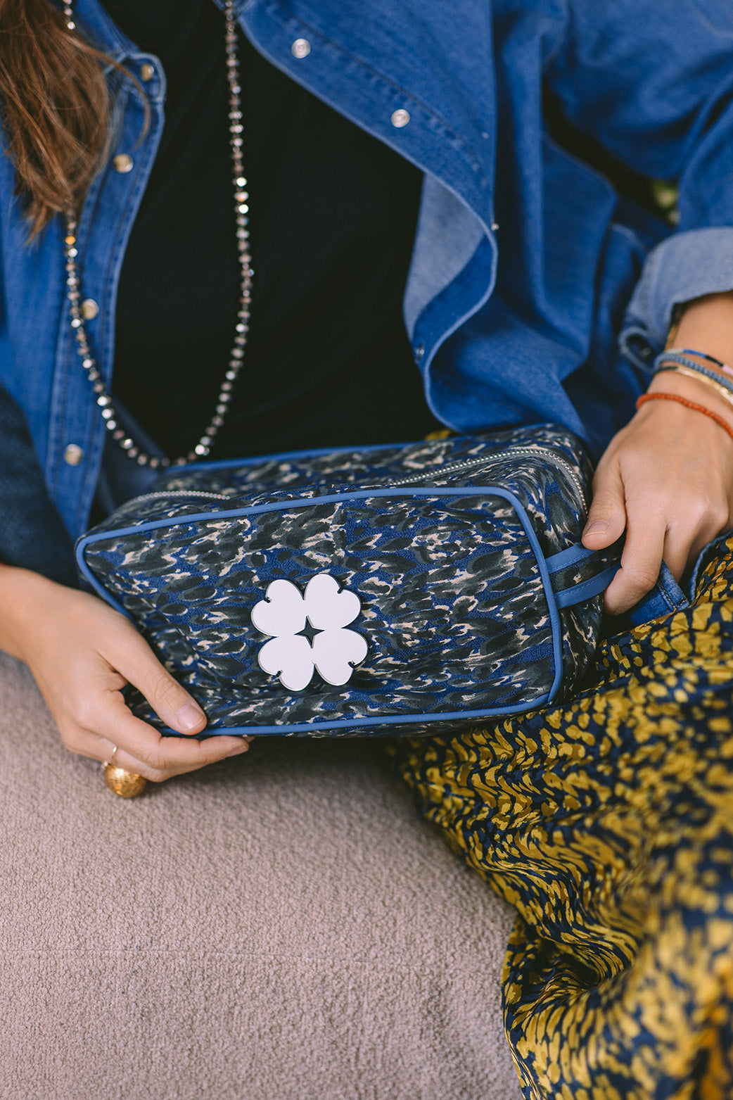 BOO Pouch | Denim Animal Flower