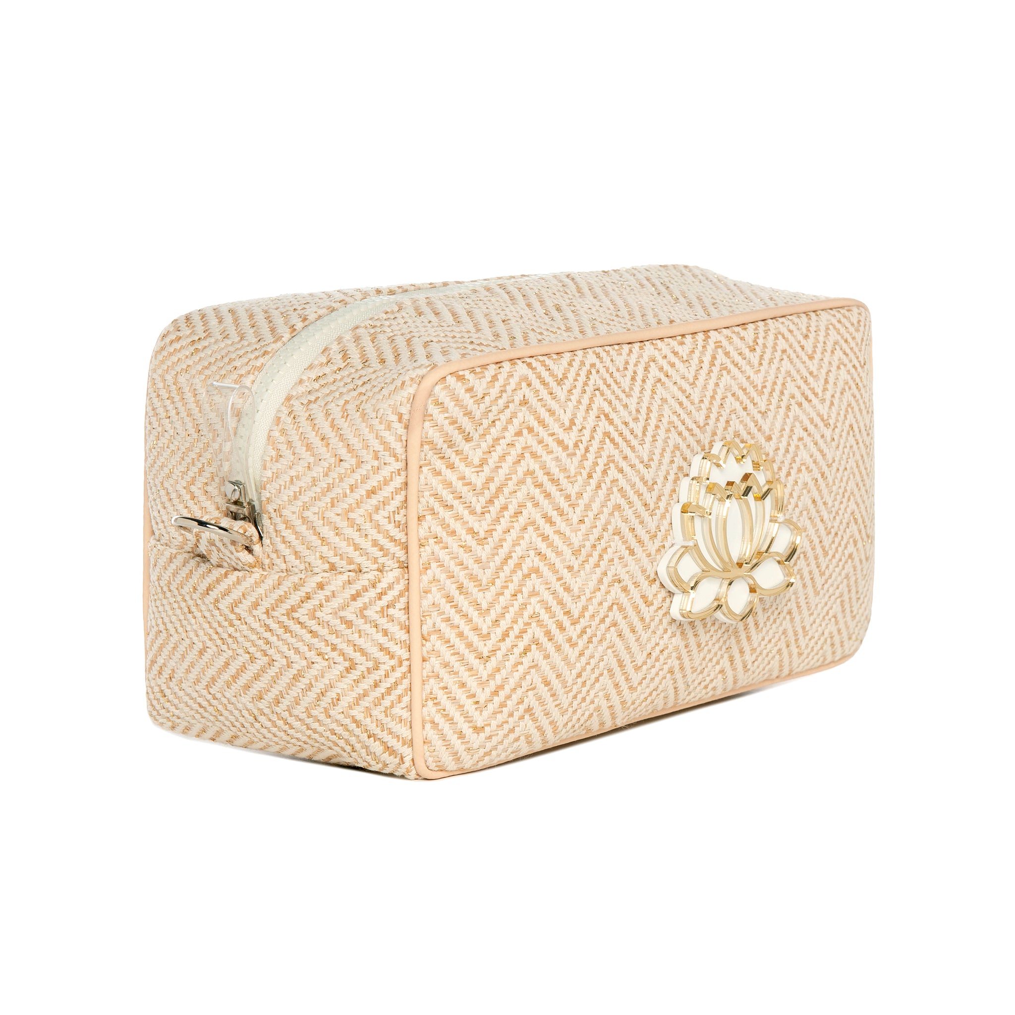 BOO Pouch | Gold Ecru Chevron Waterlily