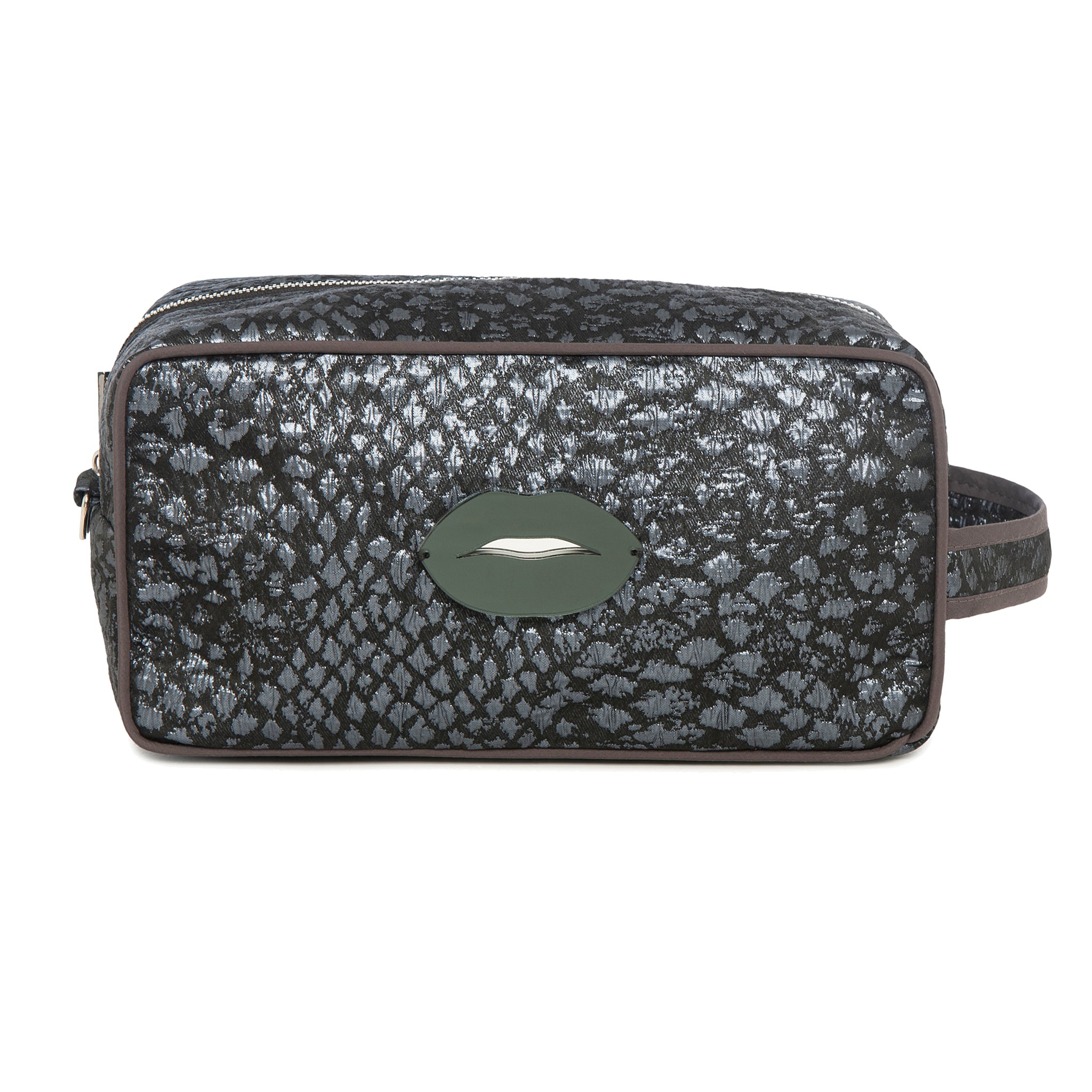 BOO Pouch | Grey Metal Croc Lips