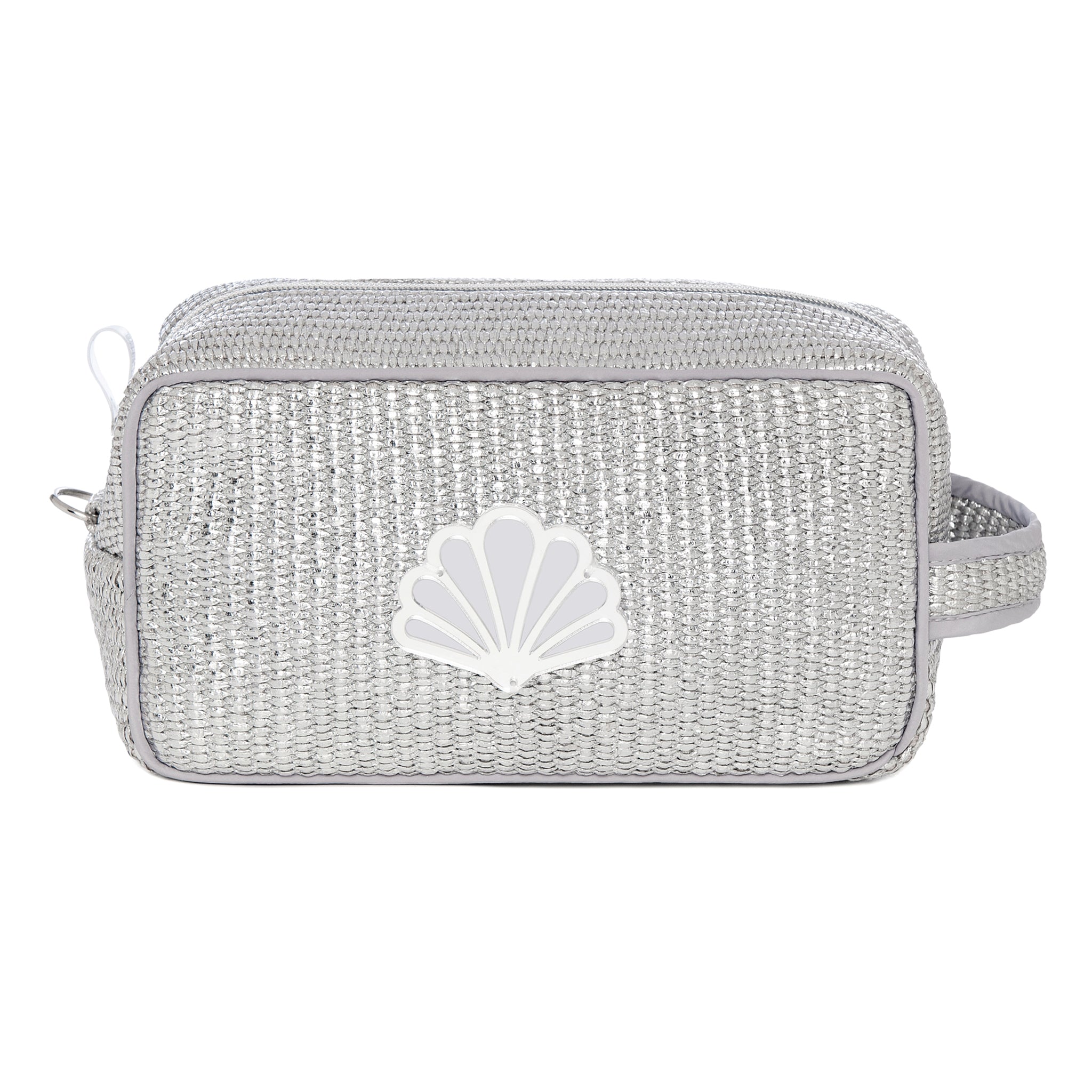 BOO Pouch | Silver Raffia Peacock