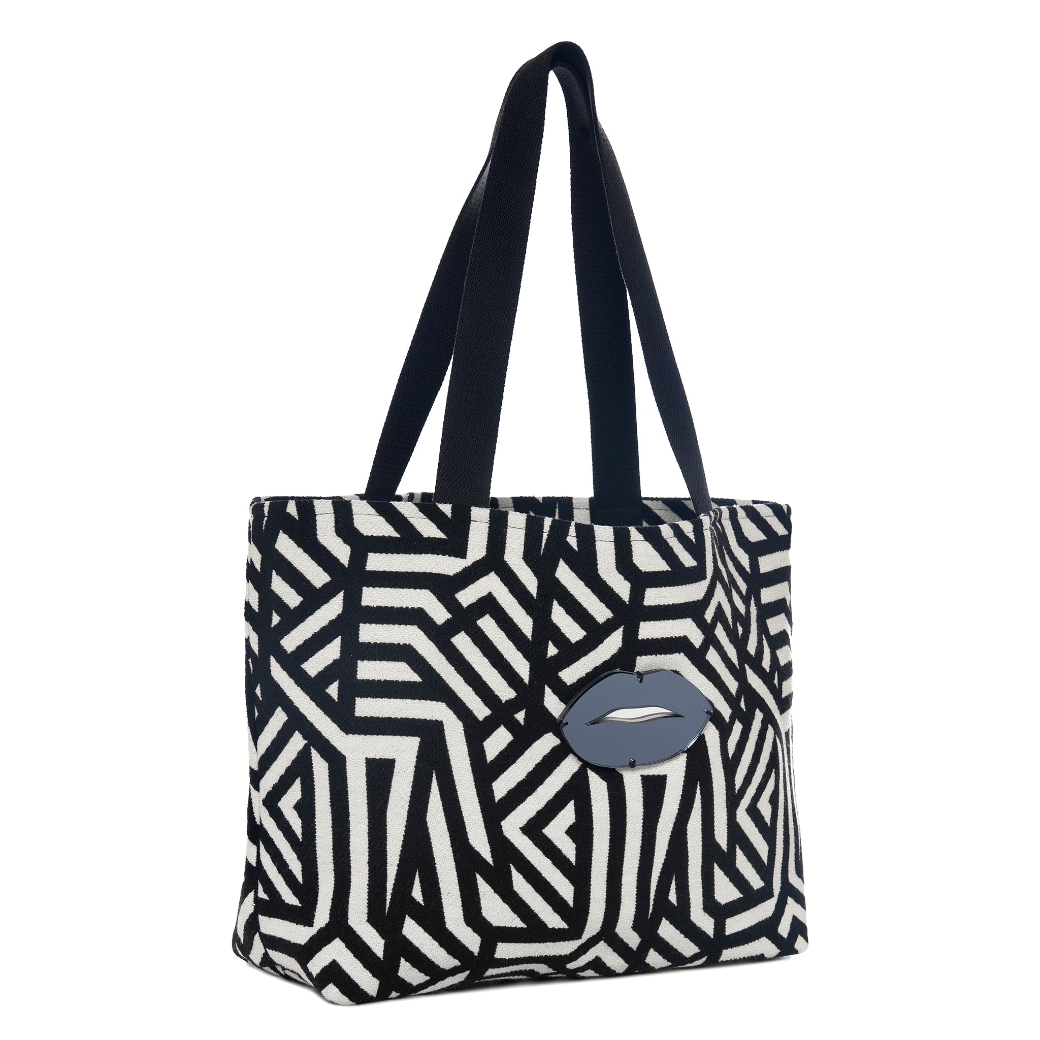 Cloe Tote bag | Black Thick Lines Lips