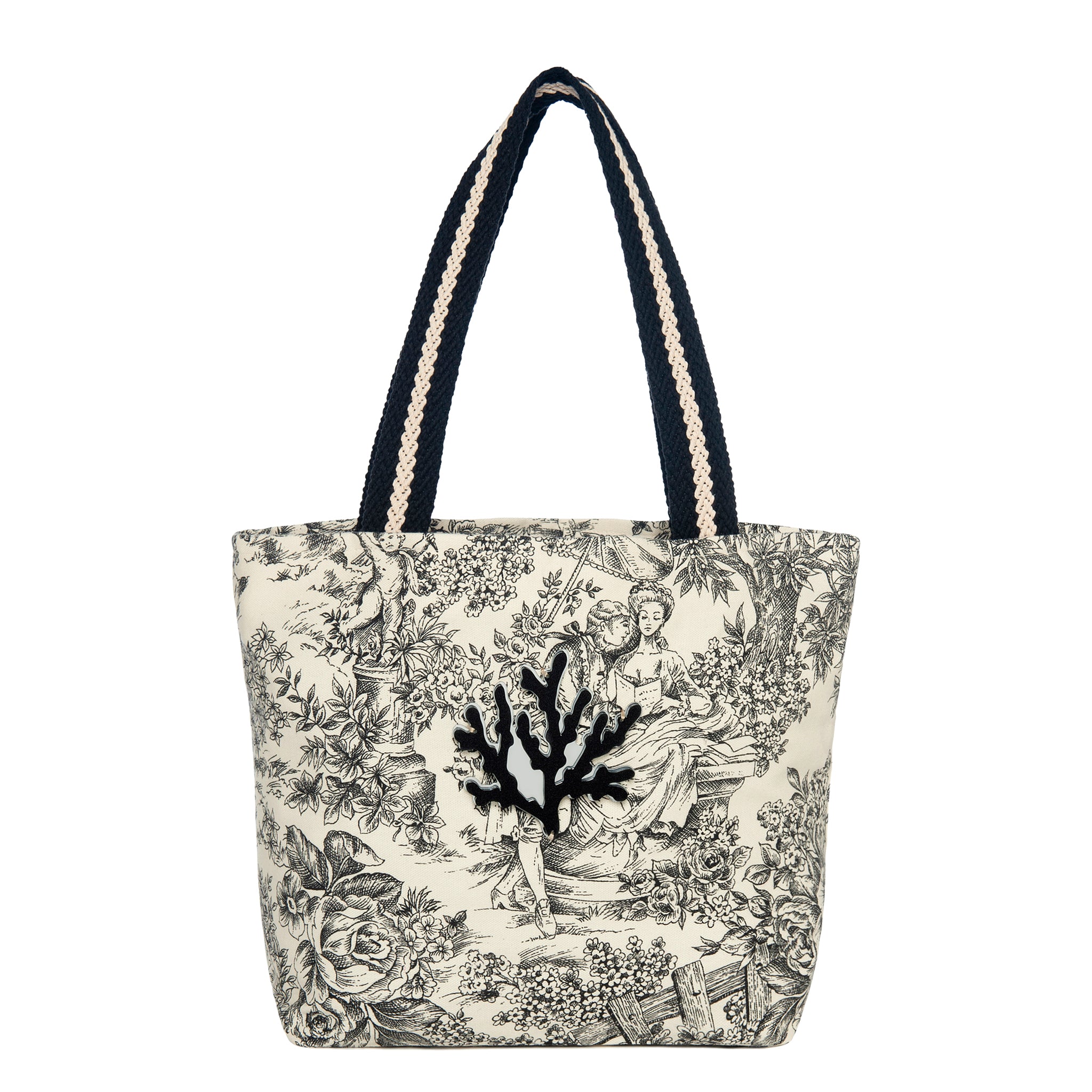 FIFI Small Tote bag | Black Countryside Coral
